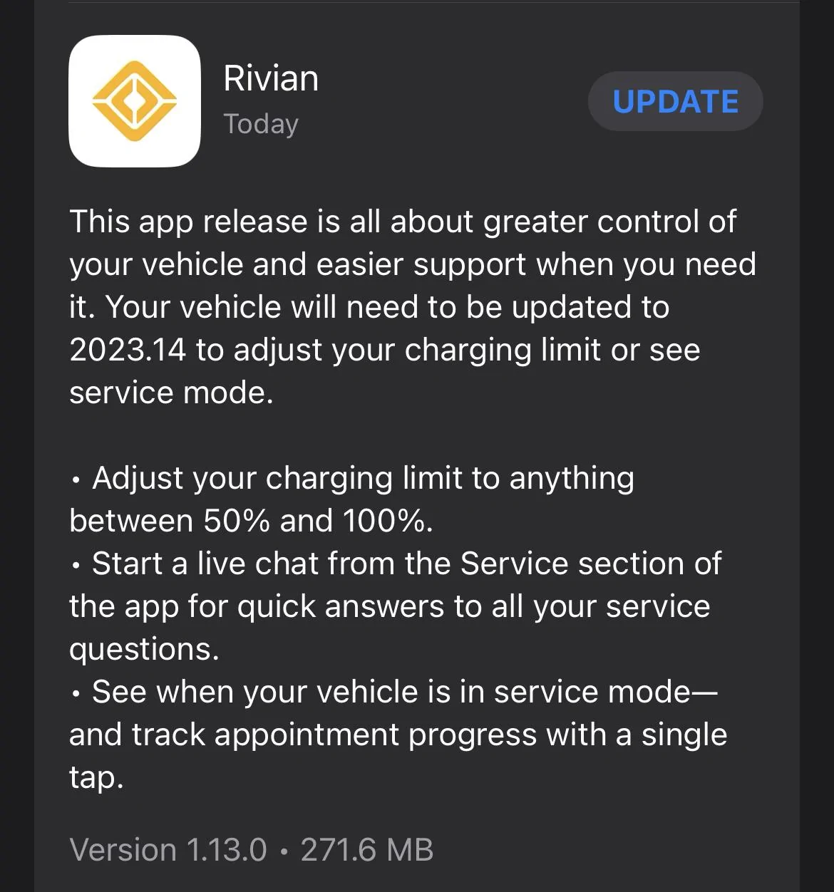 Rivian R1T R1S App 1.13 version released 1681866427468