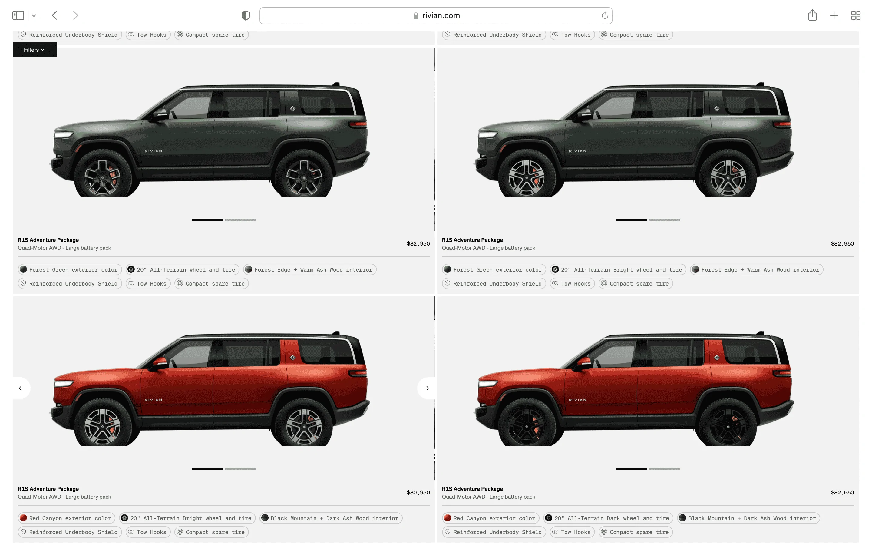 Rivian R1T R1S R1S Shop access live with lots of inventory! Screen Shot 2023-04-19 at 7.55.12 PM
