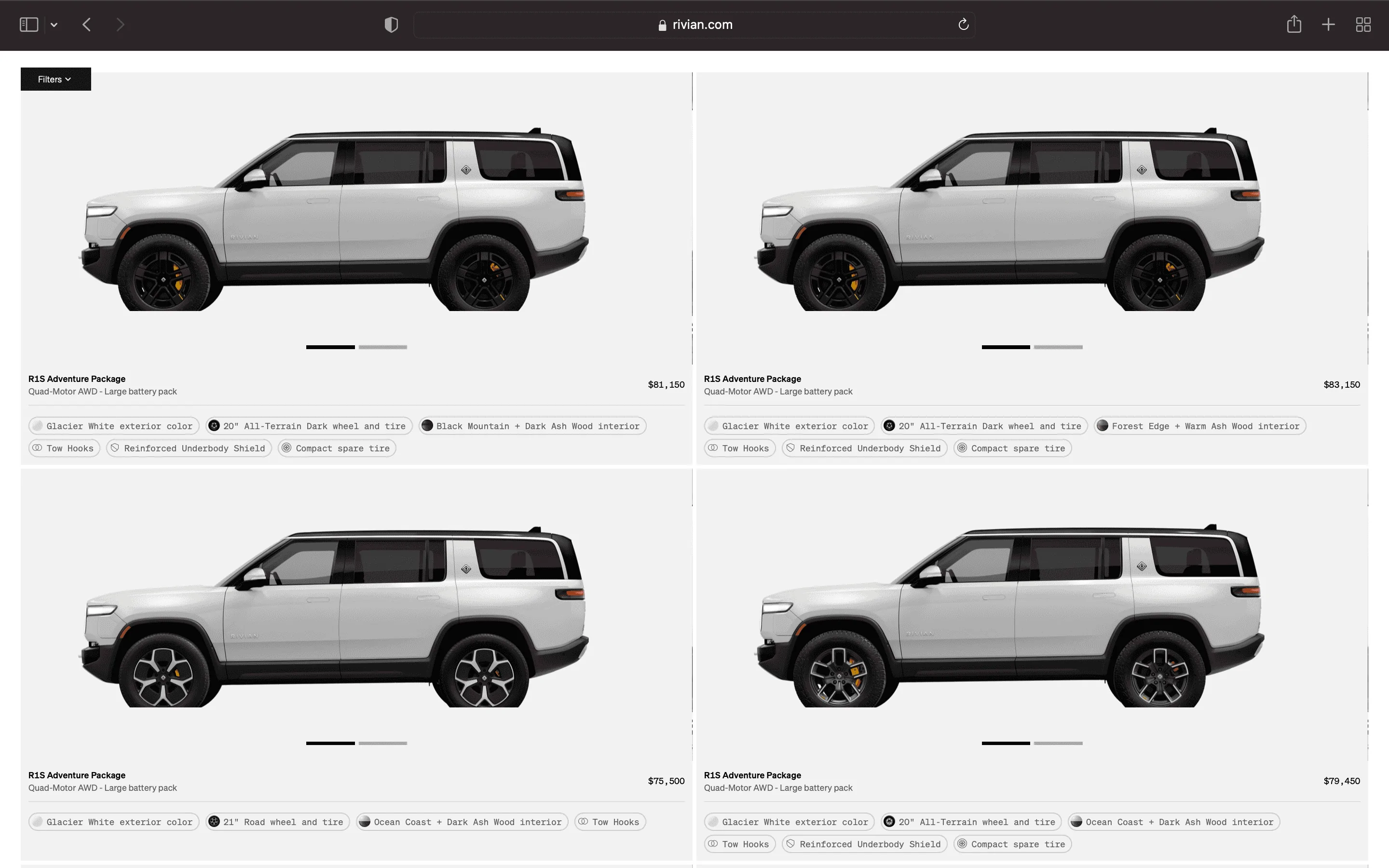 Rivian R1T R1S R1S Shop access live with lots of inventory! Screen Shot 2023-04-20 at 9.36.42 PM