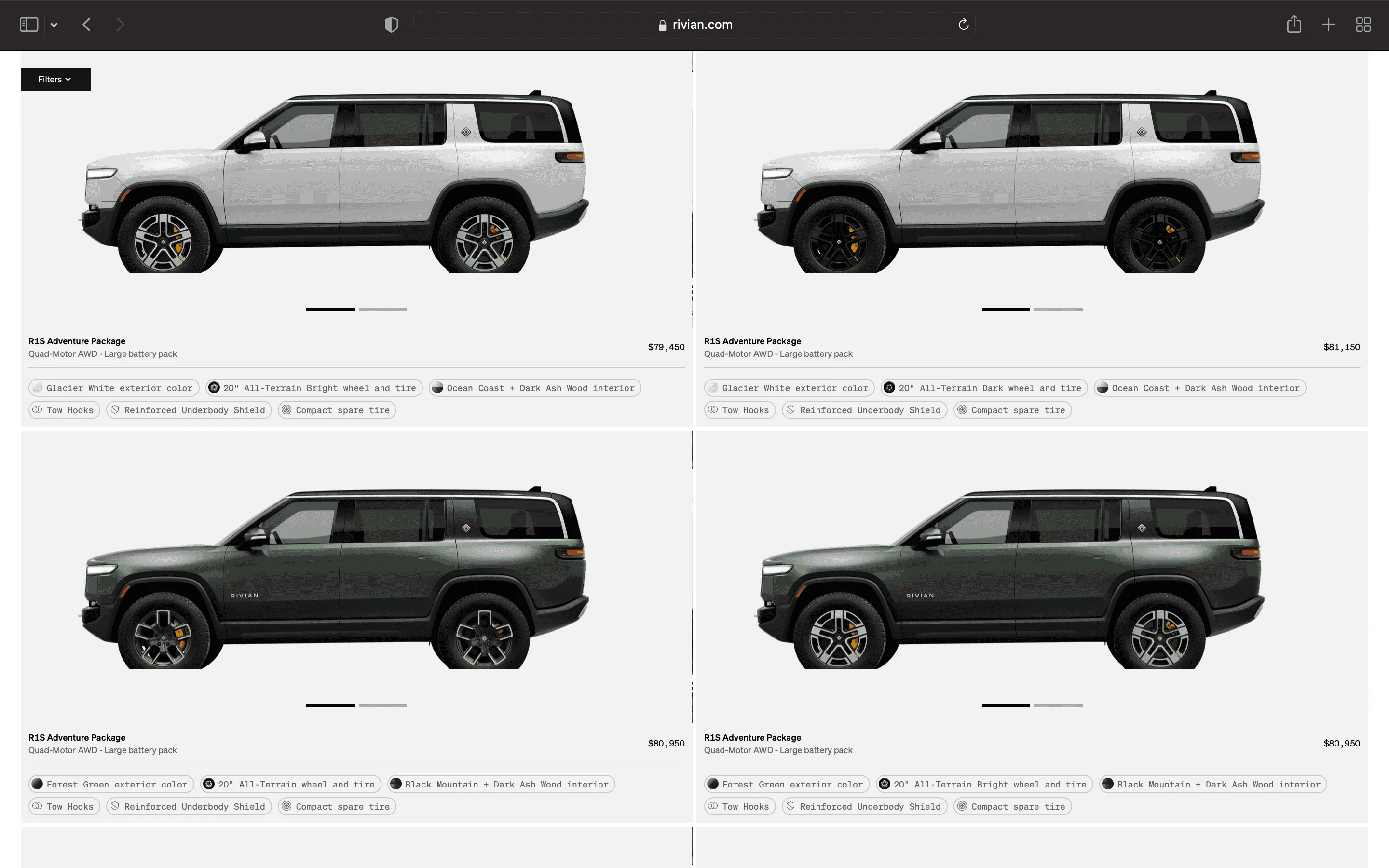 Rivian R1T R1S R1S Shop access live with lots of inventory! Screen Shot 2023-04-20 at 9.36.49 PM