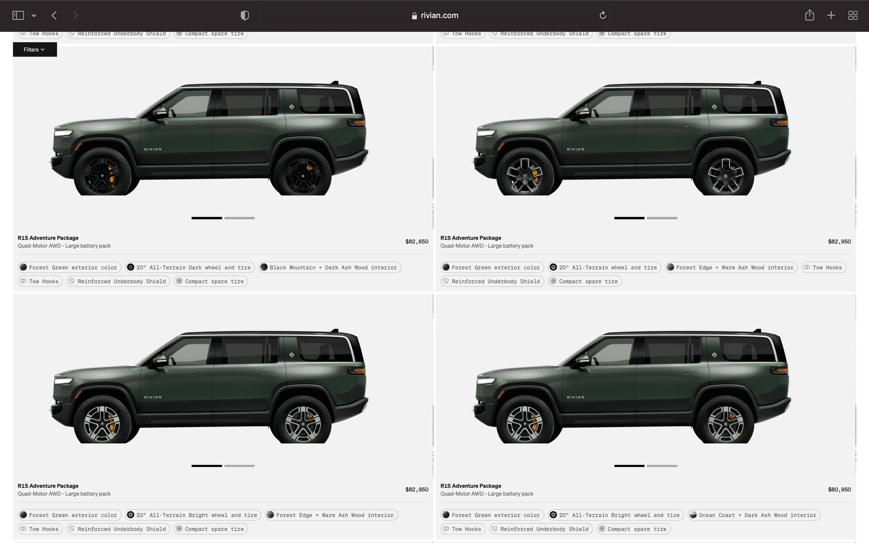 Rivian R1T R1S R1S Shop access live with lots of inventory! Screen Shot 2023-04-20 at 9.36.57 PM