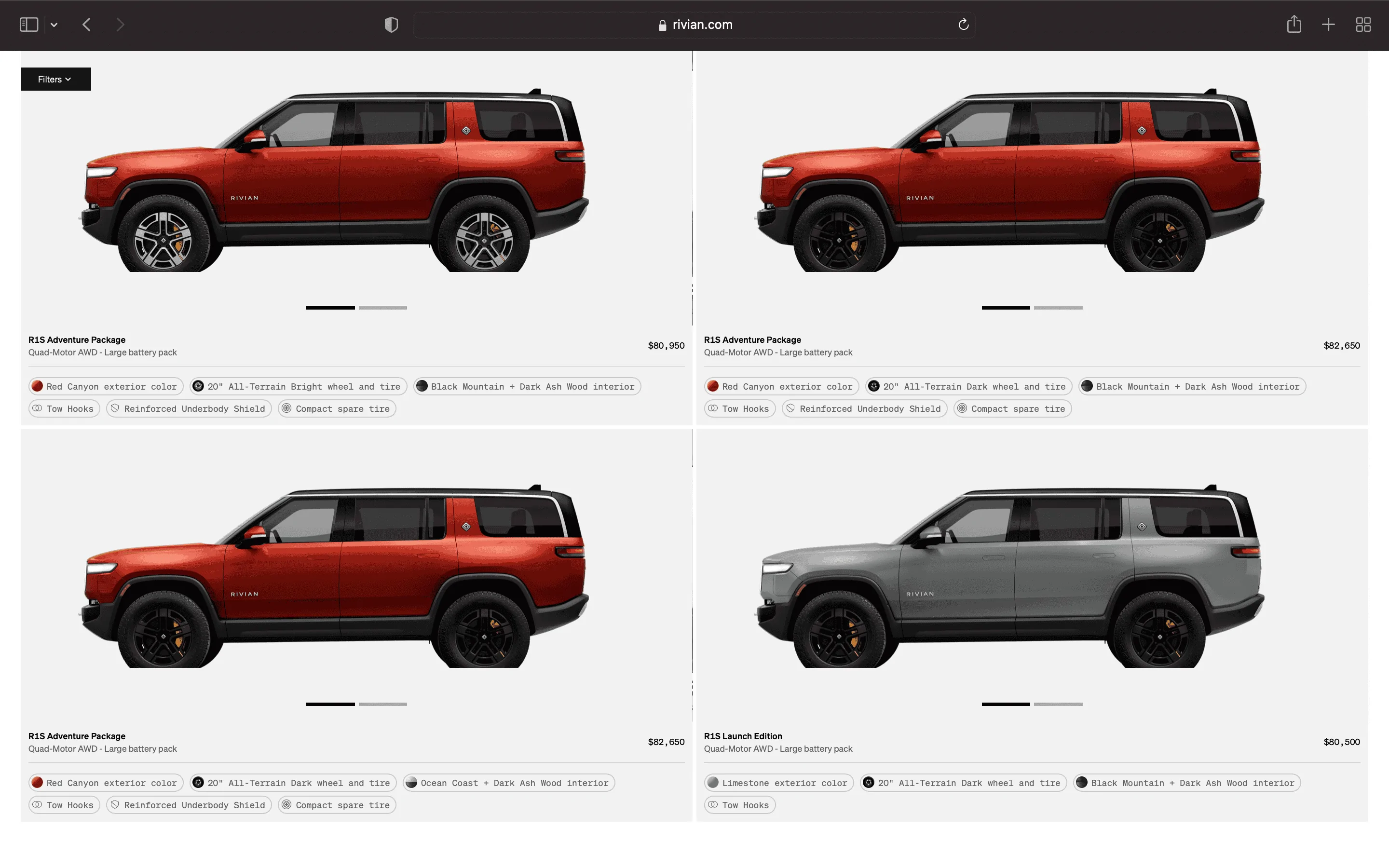Rivian R1T R1S R1S Shop access live with lots of inventory! Screen Shot 2023-04-20 at 9.37.05 PM