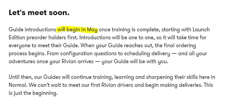 Rivian R1T R1S What will we learn 5/24 - 5/30? Guides in May