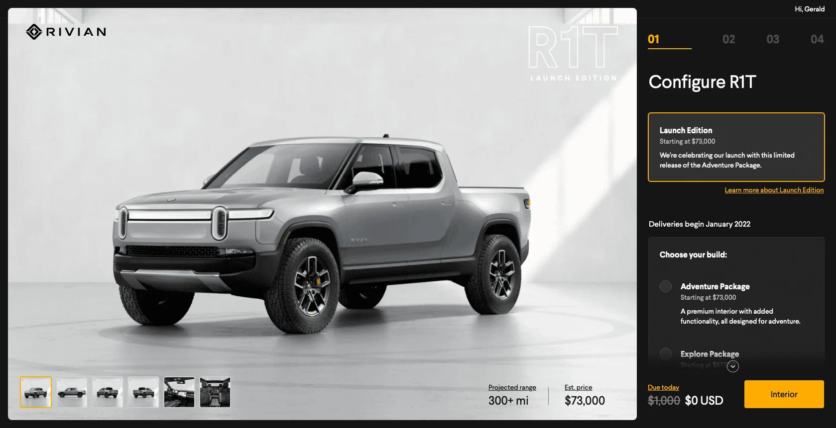 Rivian R1T R1S New updates! July deliveries, August test drives, off road package now optional on Launch Edition, gear added to configurator 1622115423494