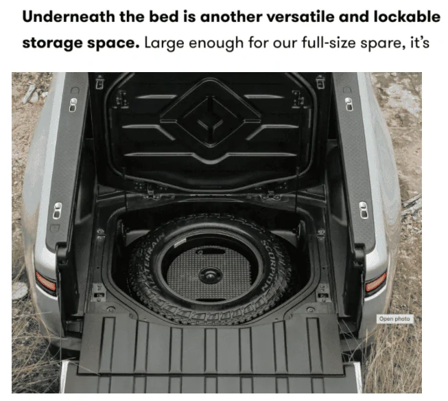Rivian R1T R1S R1T Storage Space clarification 1623076068800