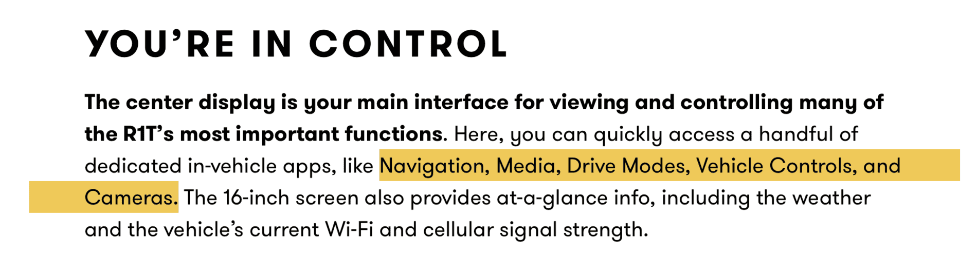 Rivian R1T R1S INTERIOR feature / details just posted at Rivian.com 1623977998900
