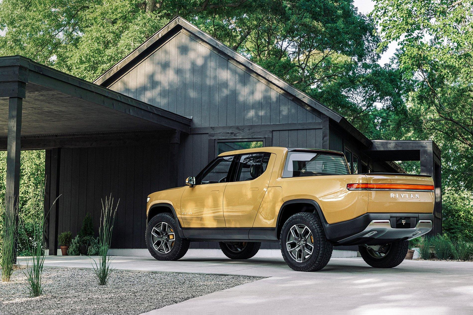 Rivian R1T R1S Can't pick an exterior color? Here are some real world photos. rivian-r1t-yellow-orange2-jpg.1386