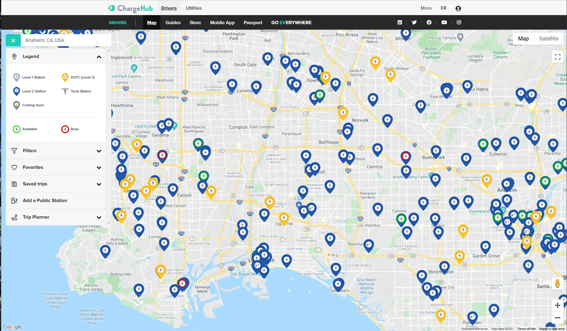 Rivian R1T R1S Projected Rivian charging station (RAN) locations in California 1624562588308