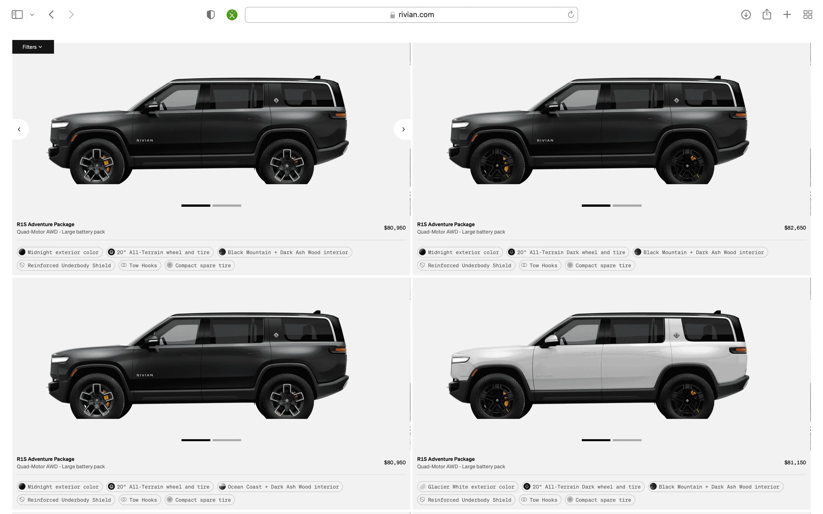 Rivian R1T R1S R1S Shop access live with lots of inventory! Screen Shot 2023-04-24 at 7.16.25 PM