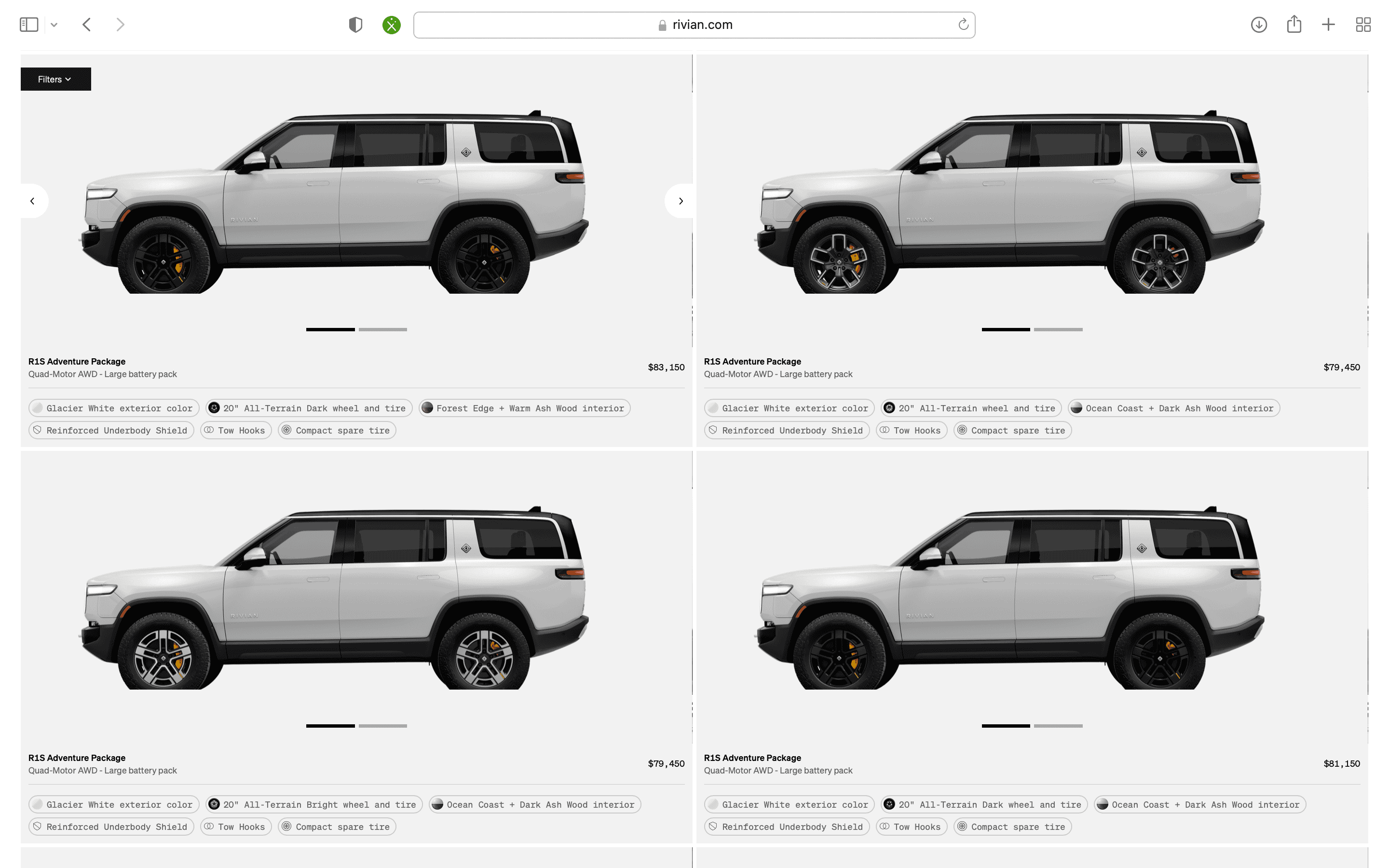 Rivian R1T R1S R1S Shop access live with lots of inventory! Screen Shot 2023-04-24 at 7.16.32 PM