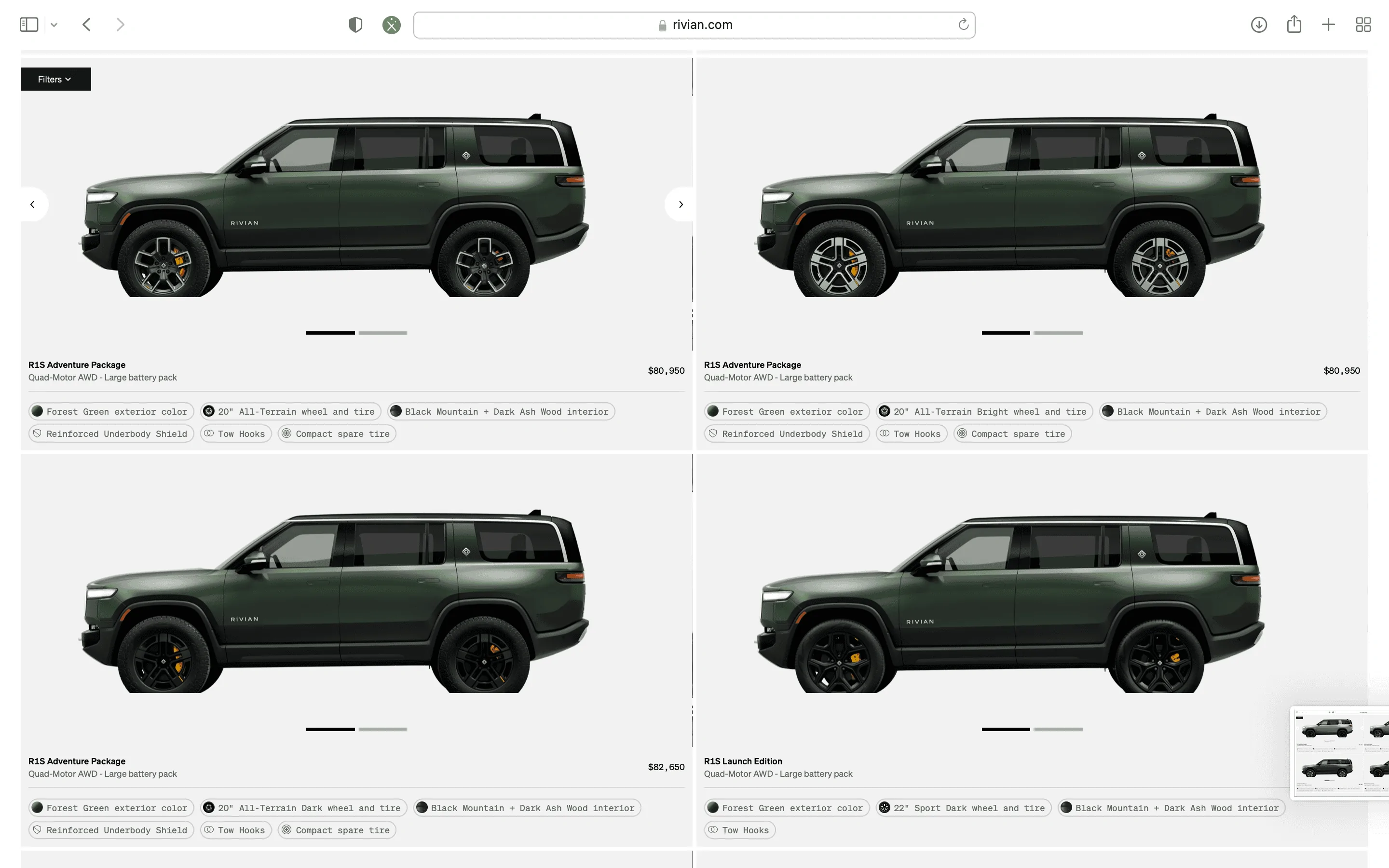 Rivian R1T R1S R1S Shop access live with lots of inventory! Screen Shot 2023-04-24 at 7.16.44 PM