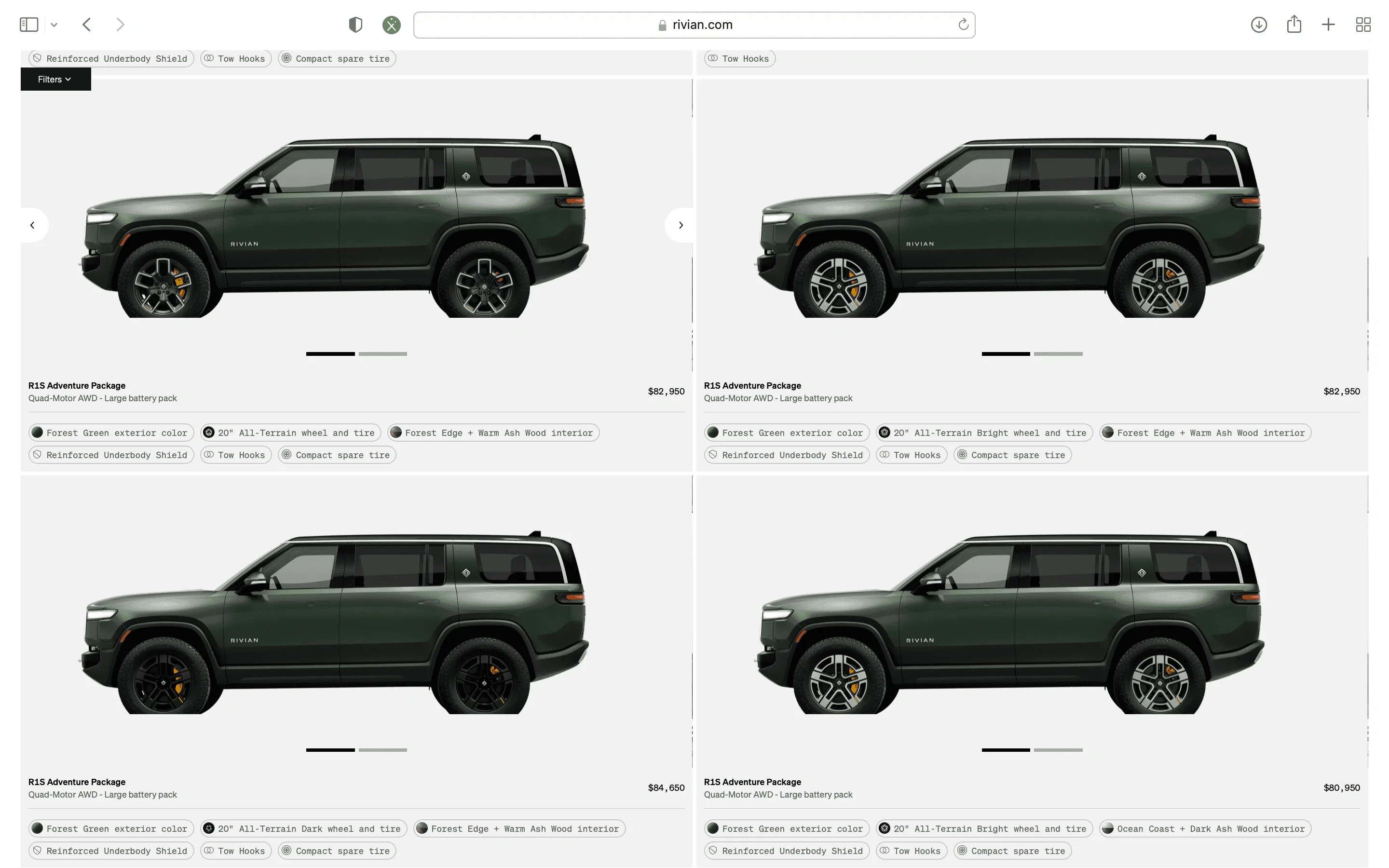 Rivian R1T R1S R1S Shop access live with lots of inventory! Screen Shot 2023-04-24 at 7.16.51 PM