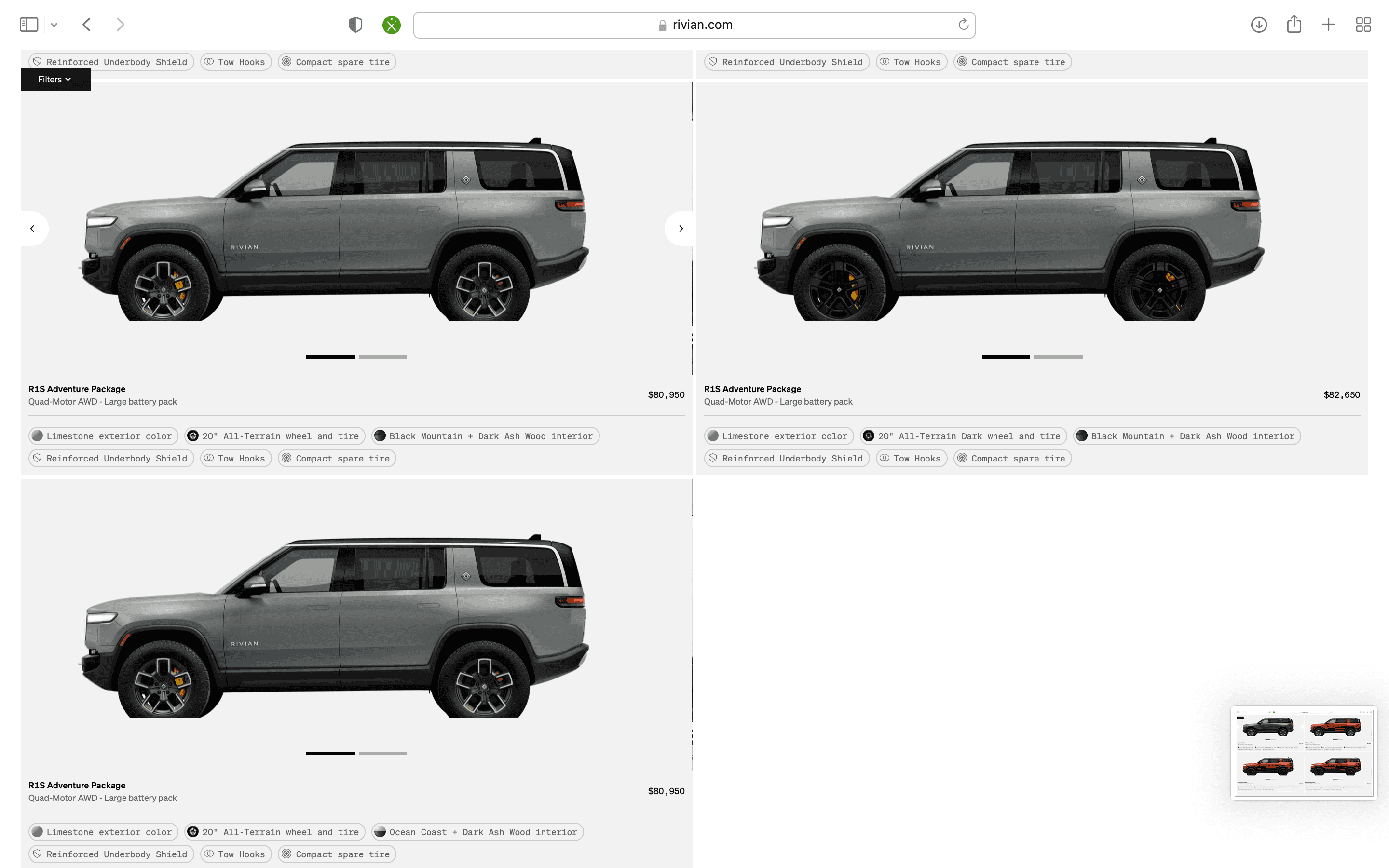 Rivian R1T R1S R1S Shop access live with lots of inventory! Screen Shot 2023-04-24 at 7.17.04 PM