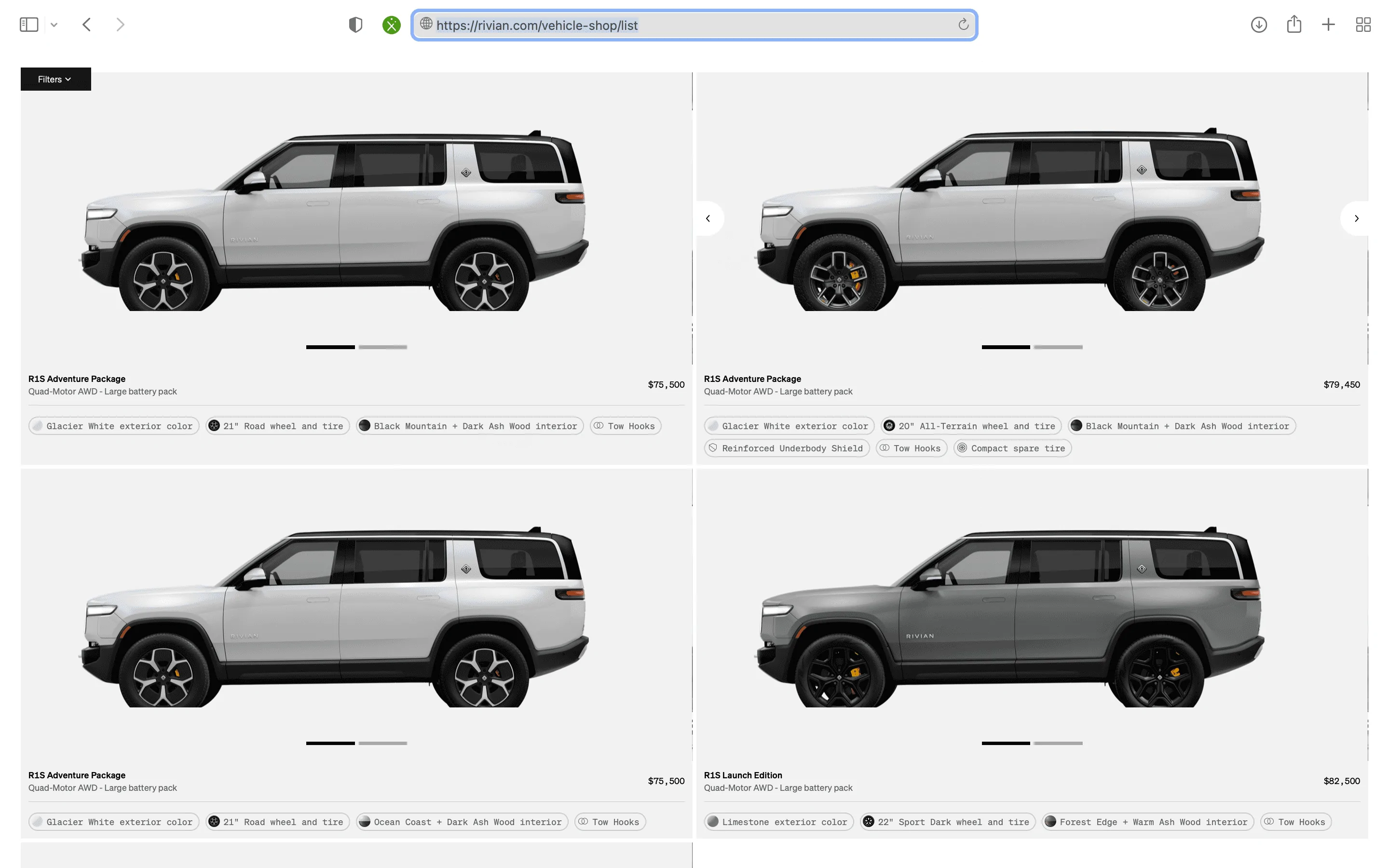 Rivian R1T R1S R1S Shop access live with lots of inventory! Screen Shot 2023-04-26 at 4.42.02 PM