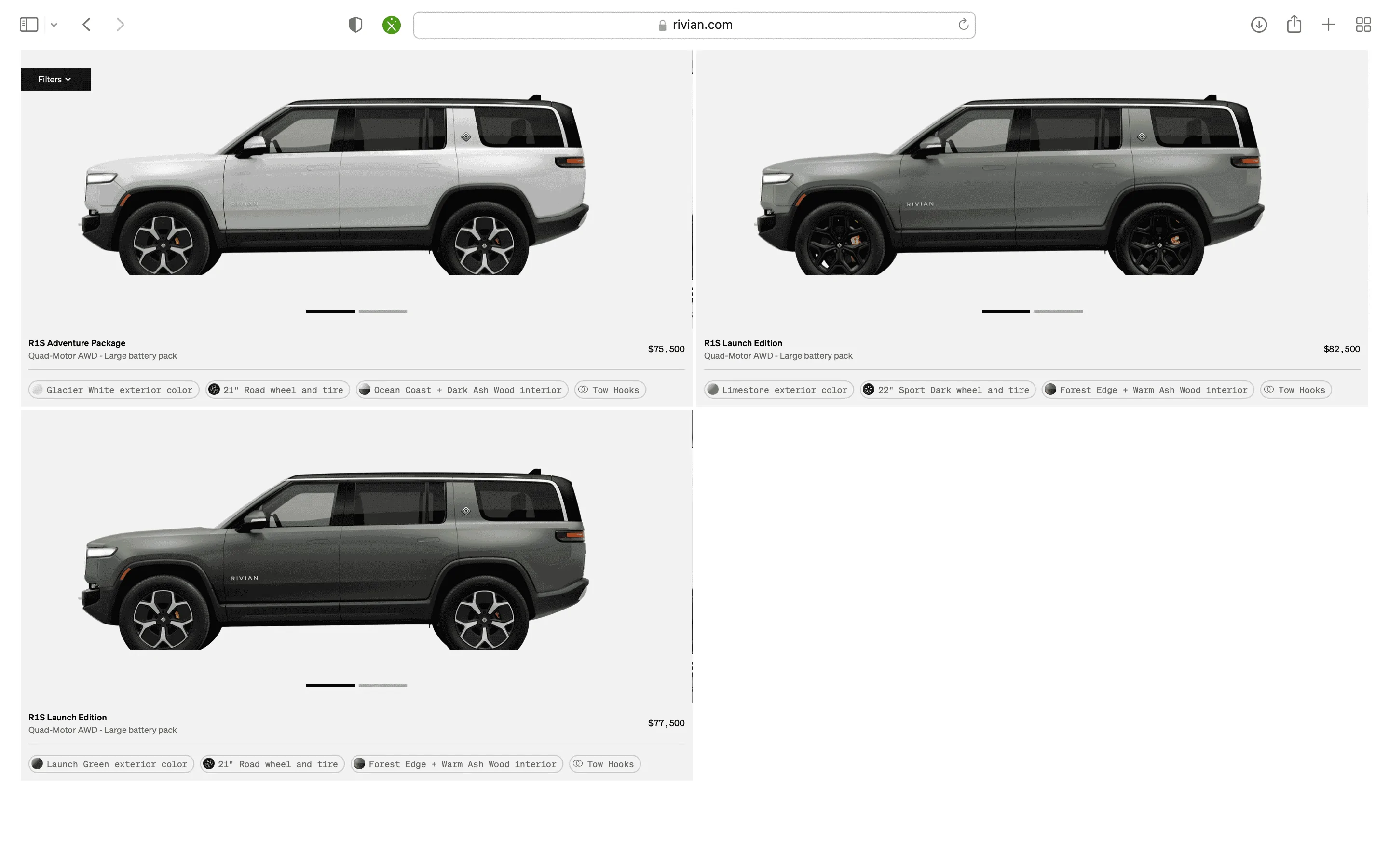 Rivian R1T R1S R1S Shop access live with lots of inventory! Screen Shot 2023-04-26 at 4.42.31 PM