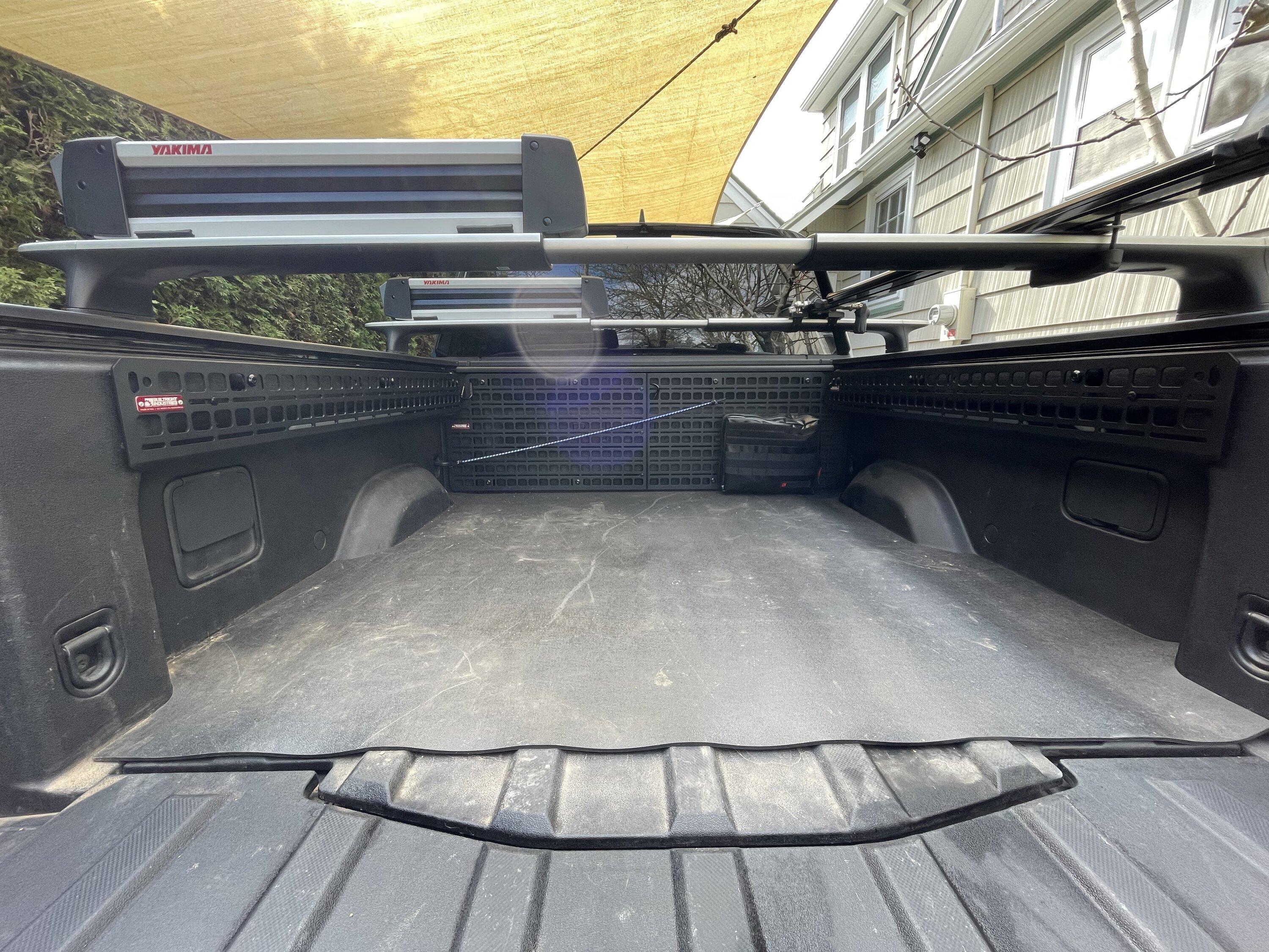 Rivian R1T R1S Builtright Bedside Molle Panel Kit installed in R1T bed IMG_2509