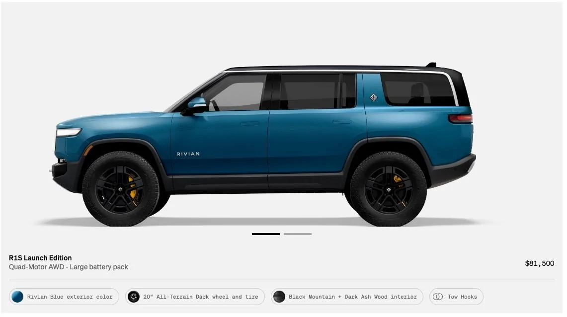 Rivian R1T R1S R1S Shop access live with lots of inventory! Image 4-30-23 at 10.05 PM