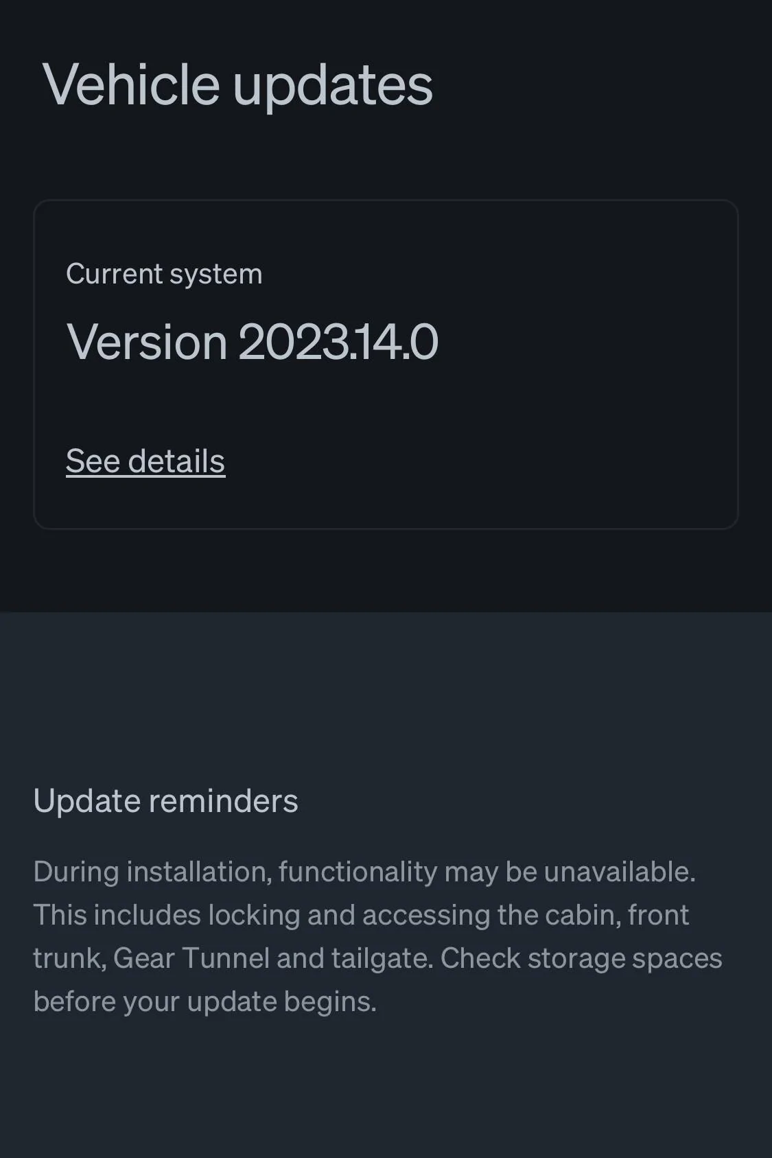 Rivian R1T R1S 2023.14.0 Software update released IMG_1391