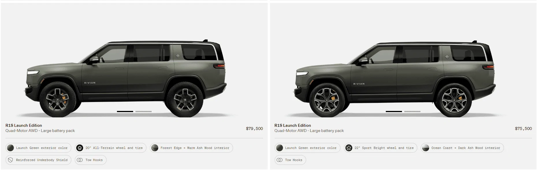 Rivian R1T R1S R1S Shop access live with lots of inventory! 1683034804525