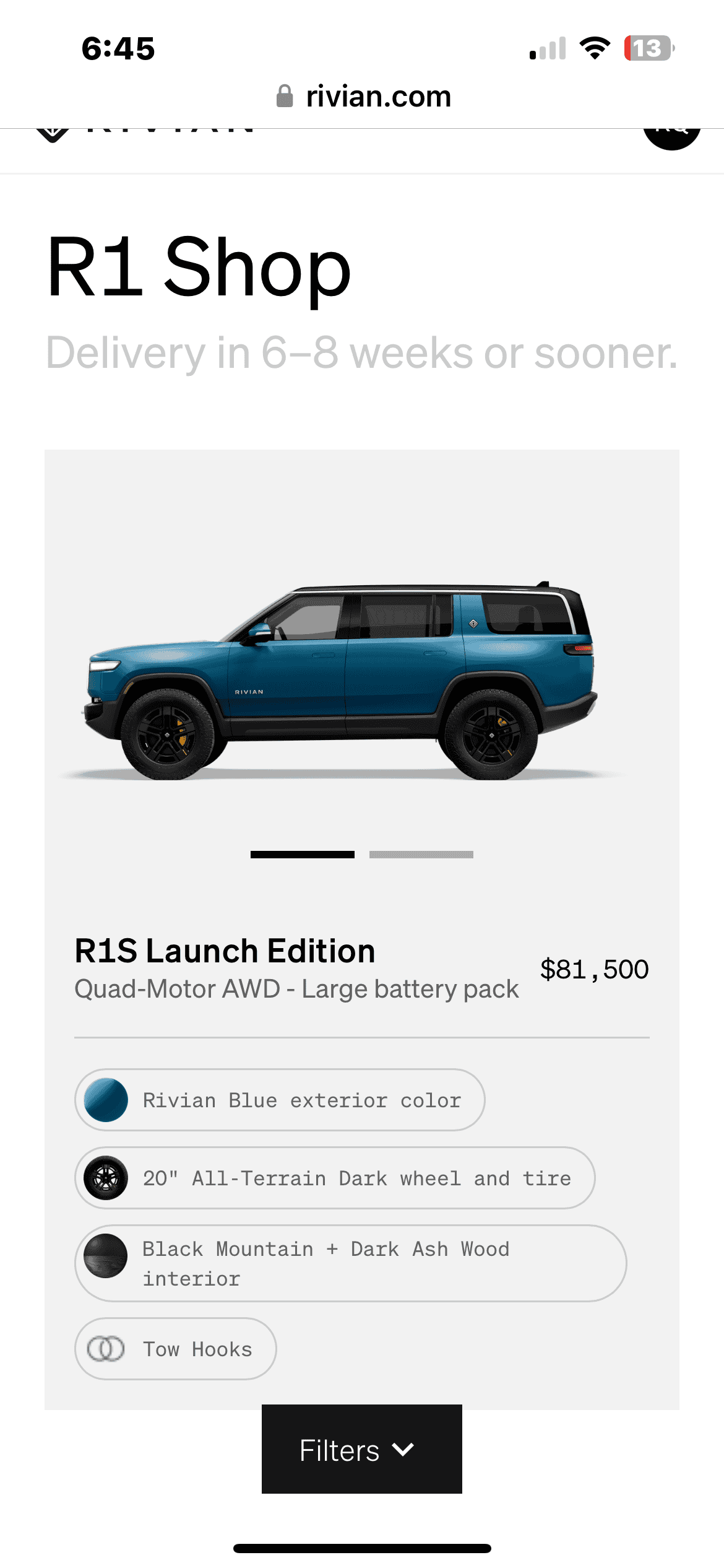 Rivian R1T R1S R1S Shop access live with lots of inventory! 1683153979566