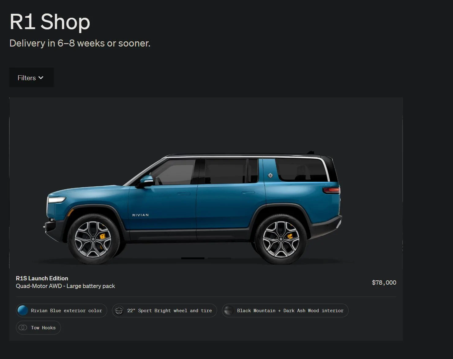Rivian R1T R1S R1S Shop access live with lots of inventory! RB