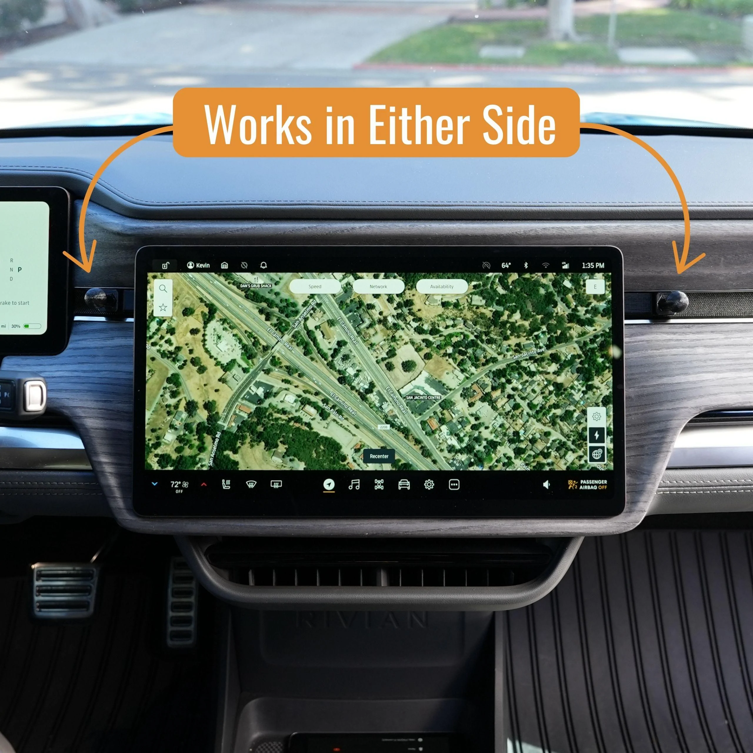 Rivian R1T R1S Phone Mount Dash Anchor - 17mm, 20mm, & 25mm Ball Mount Size Options R1TS Dash Anchor Sides