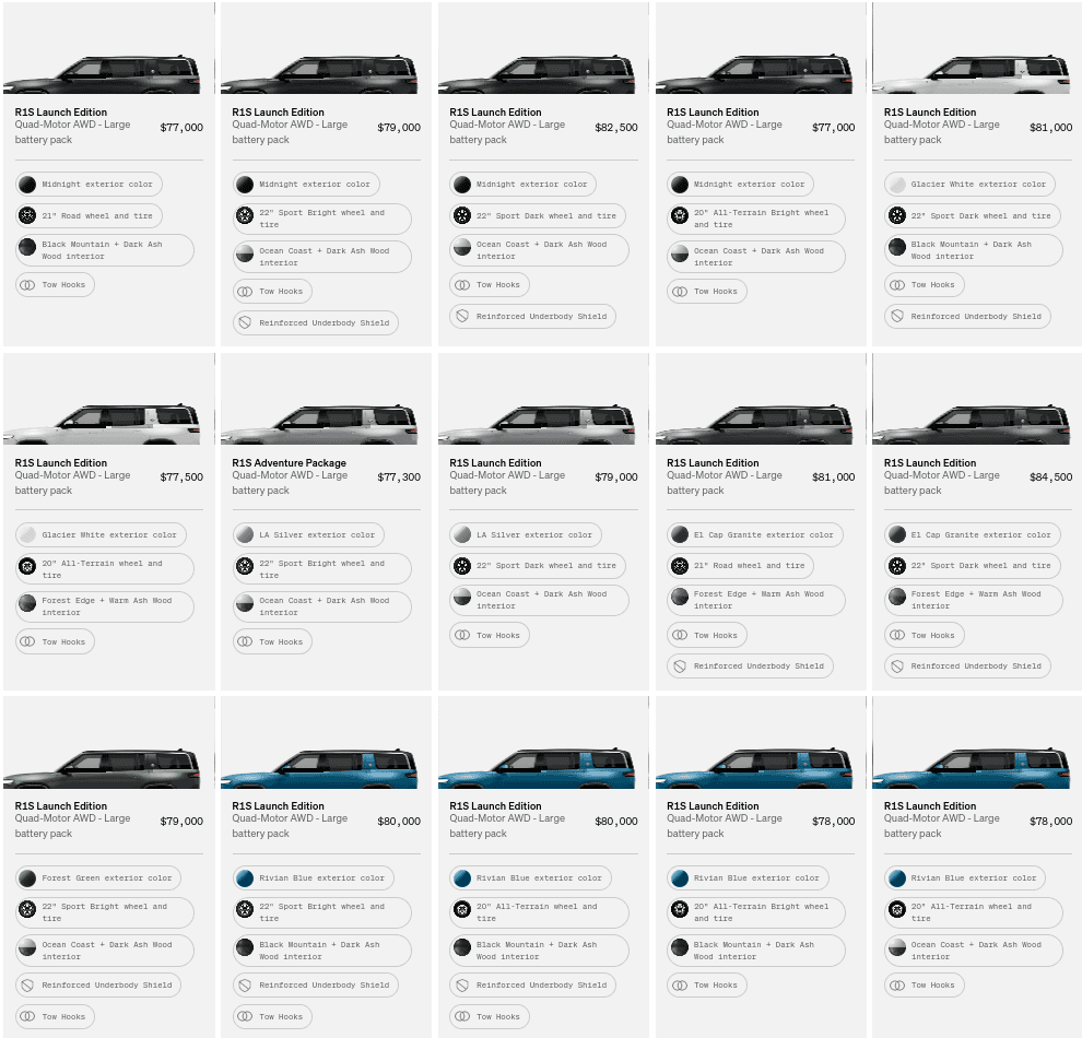 Rivian R1T R1S R1S Shop access live with lots of inventory! Screenshot 2023-05-08 12.59.55 PM