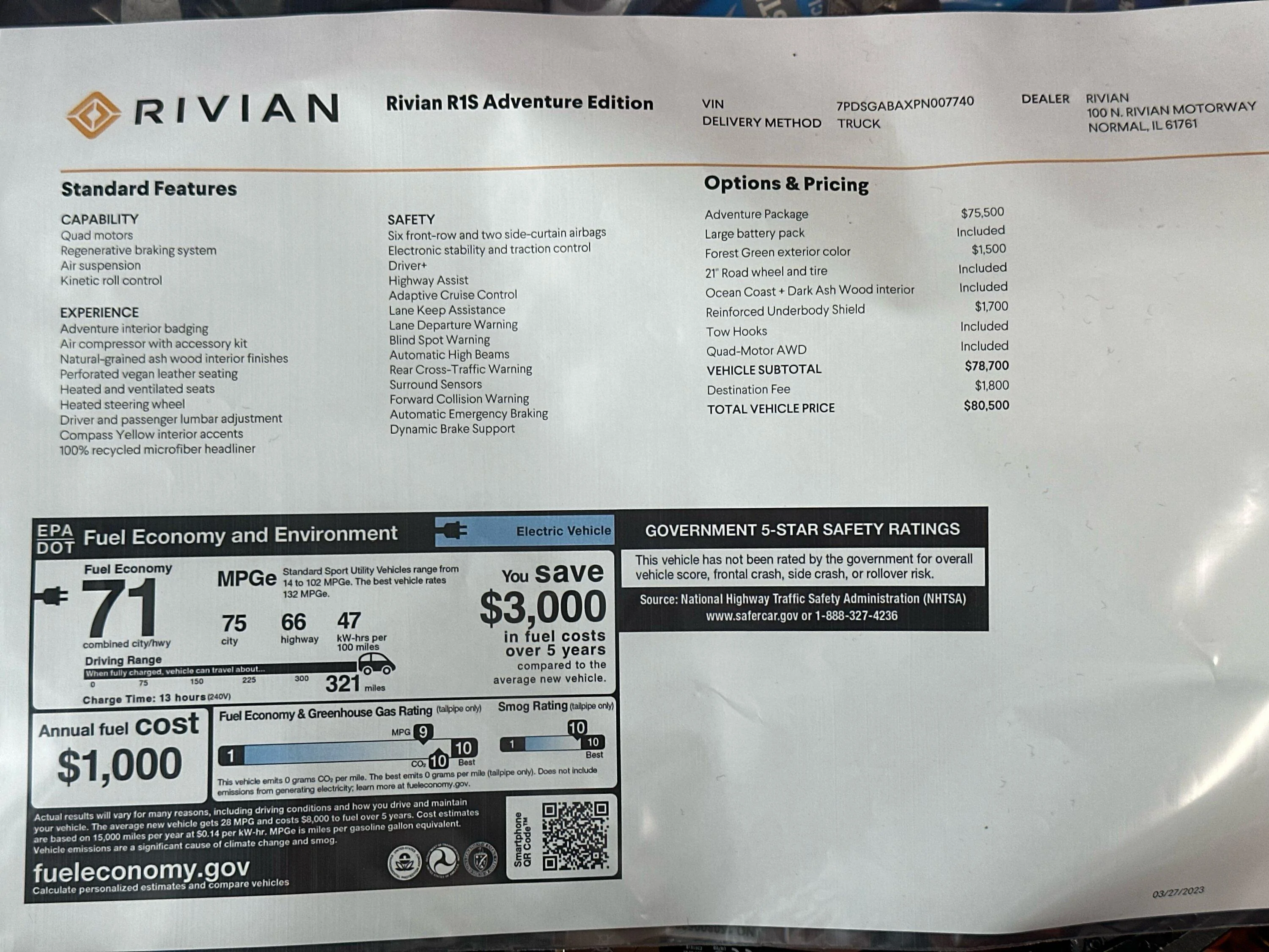 Rivian R1T R1S $78,885 - 2023 Rivian R1S - Forest Green & Ocean Coast Dark Ash - Underbody - Extras!!! IMG_3961
