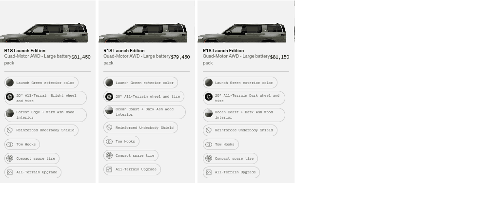 Rivian R1T R1S R1S Shop access live with lots of inventory! Screenshot 2023-05-11 3.28.33 PM
