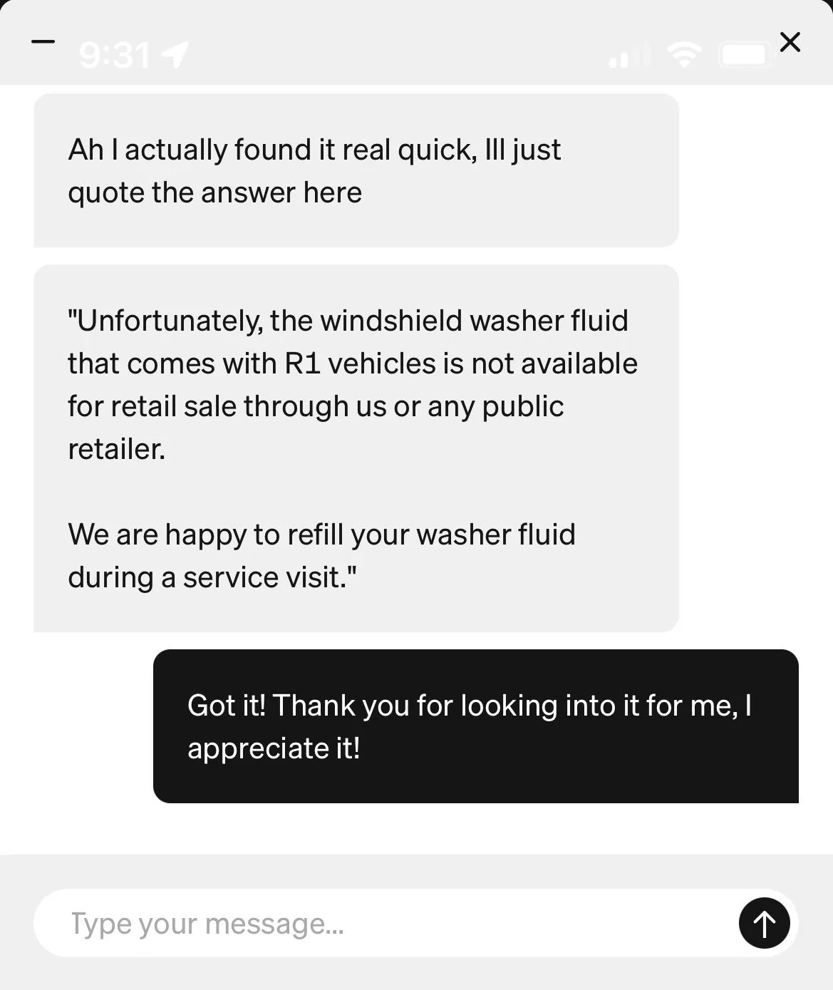 Rivian R1T R1S What distillery makes Rivian washer fluid? IMG_4289