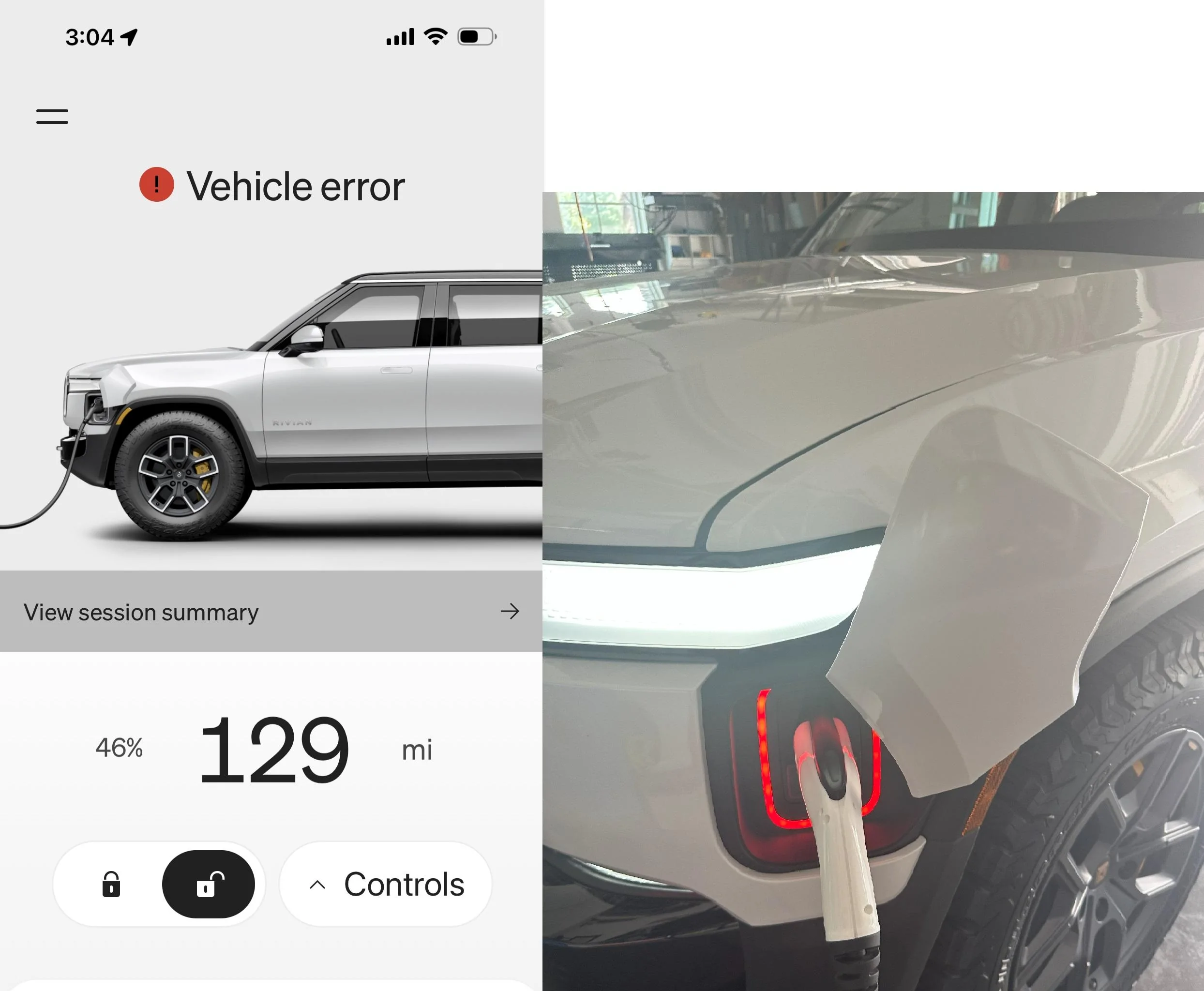 Rivian R1T R1S “Vehicle Error” after a few minutes of charging IMG_2931