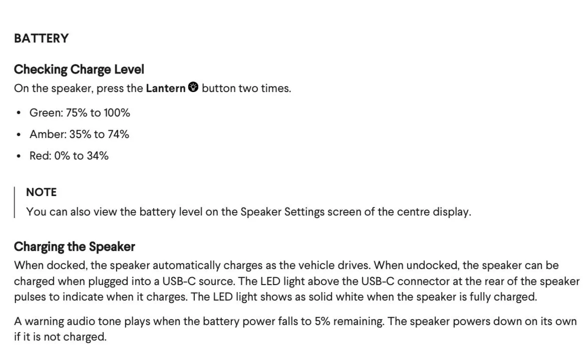Rivian R1T R1S Camp Speaker Charge Status IMG_4297