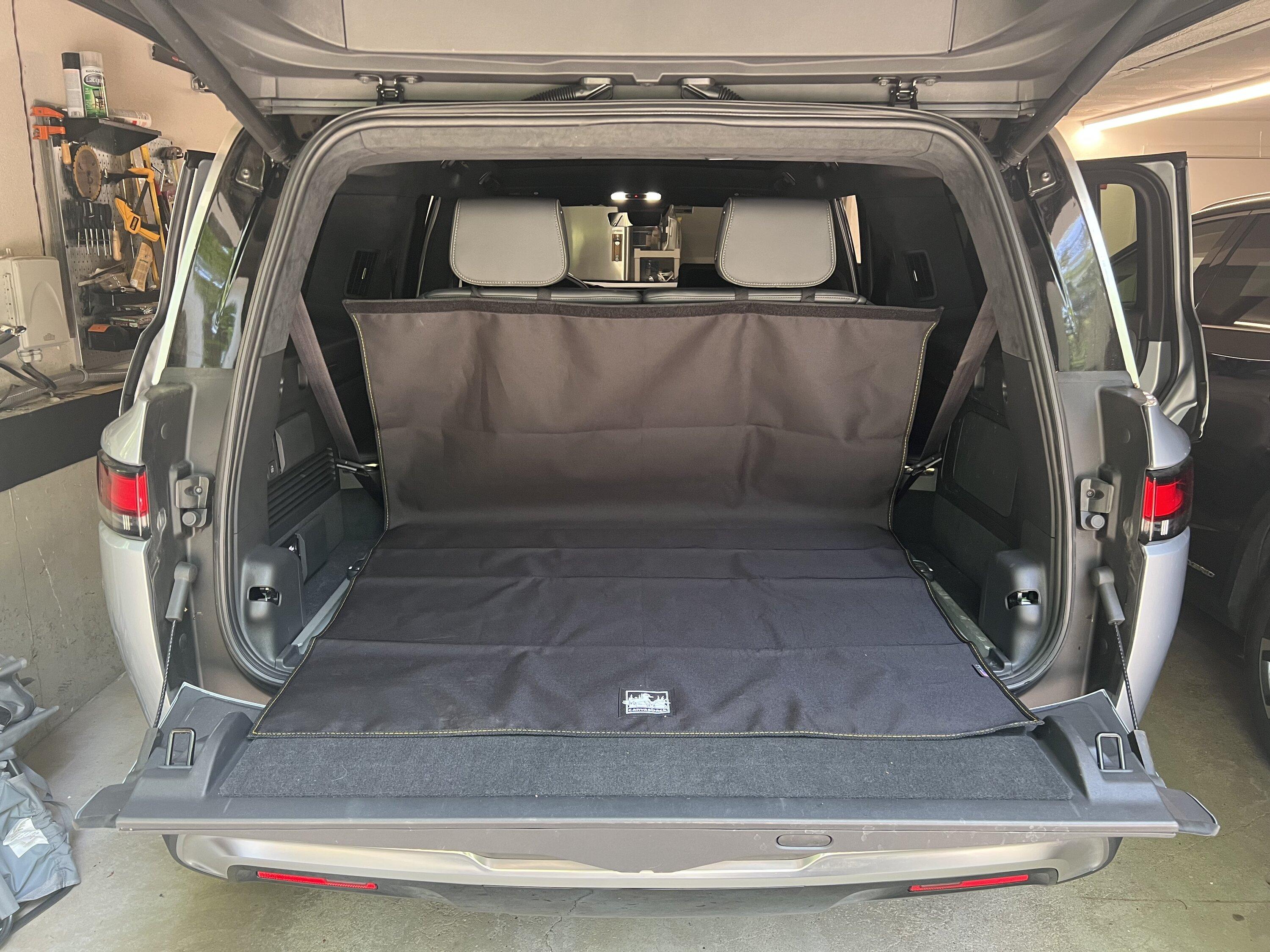 Rivian R1T R1S Pet Owners Rejoice! Sneak Peek at the excellent Canvasback 1-Piece R1S Cargo Cover Prototype IMG_8380