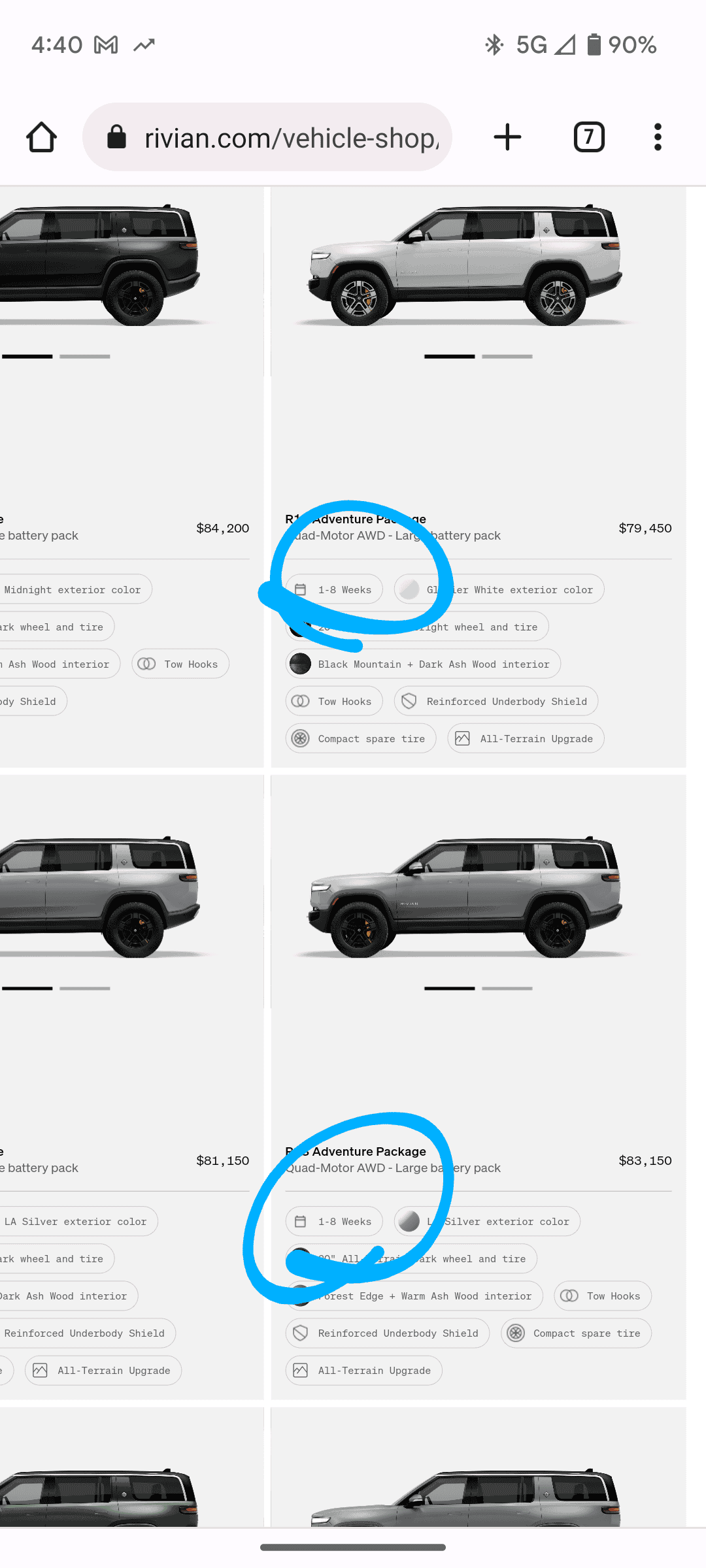 Rivian R1T R1S R1S Shop access live with lots of inventory! Screenshot_20230525-164017