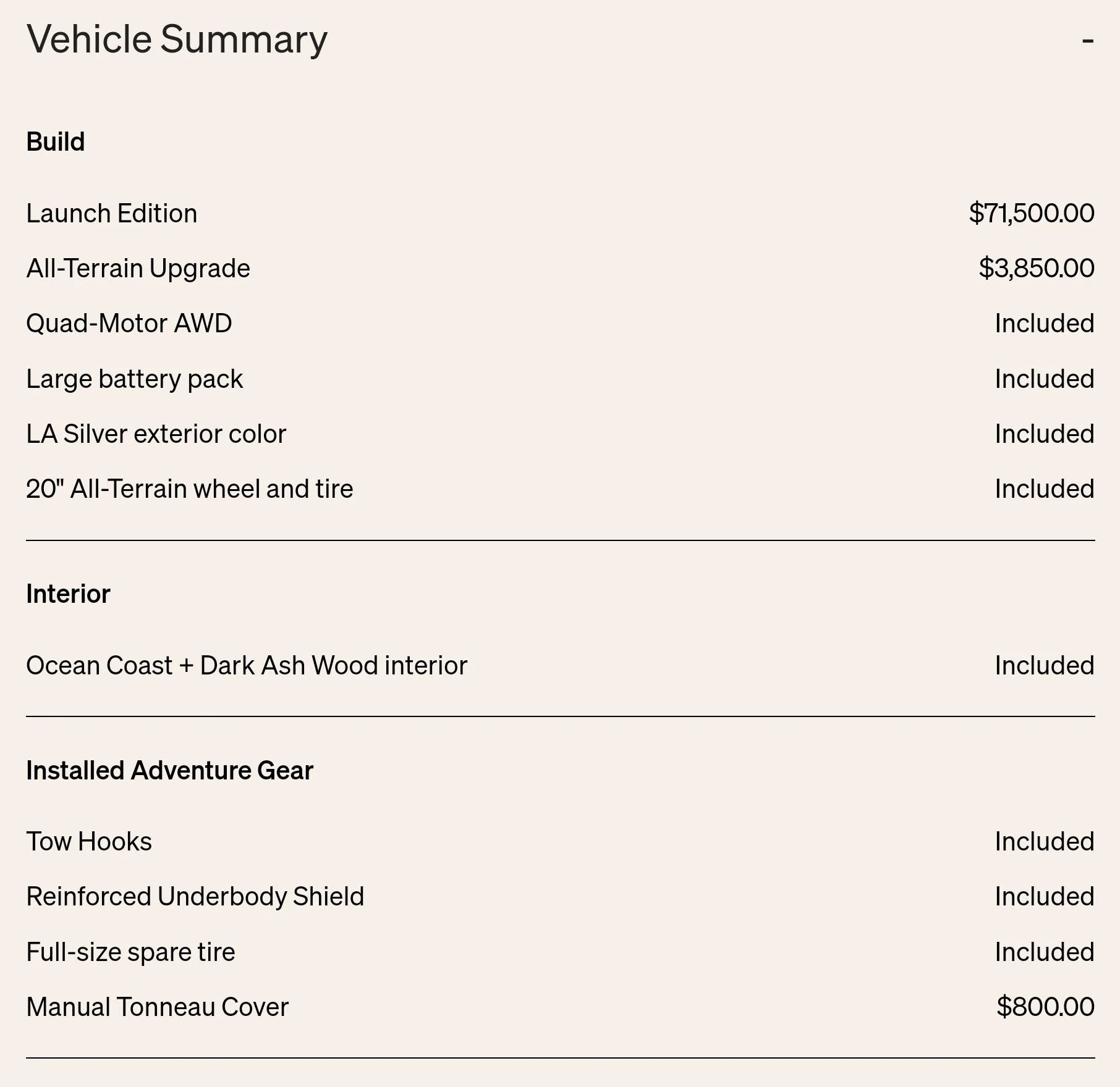 Rivian R1T R1S Order says Full Size Spare Tire - Do we get it still? Screenshot_20230526_133753_Chrom