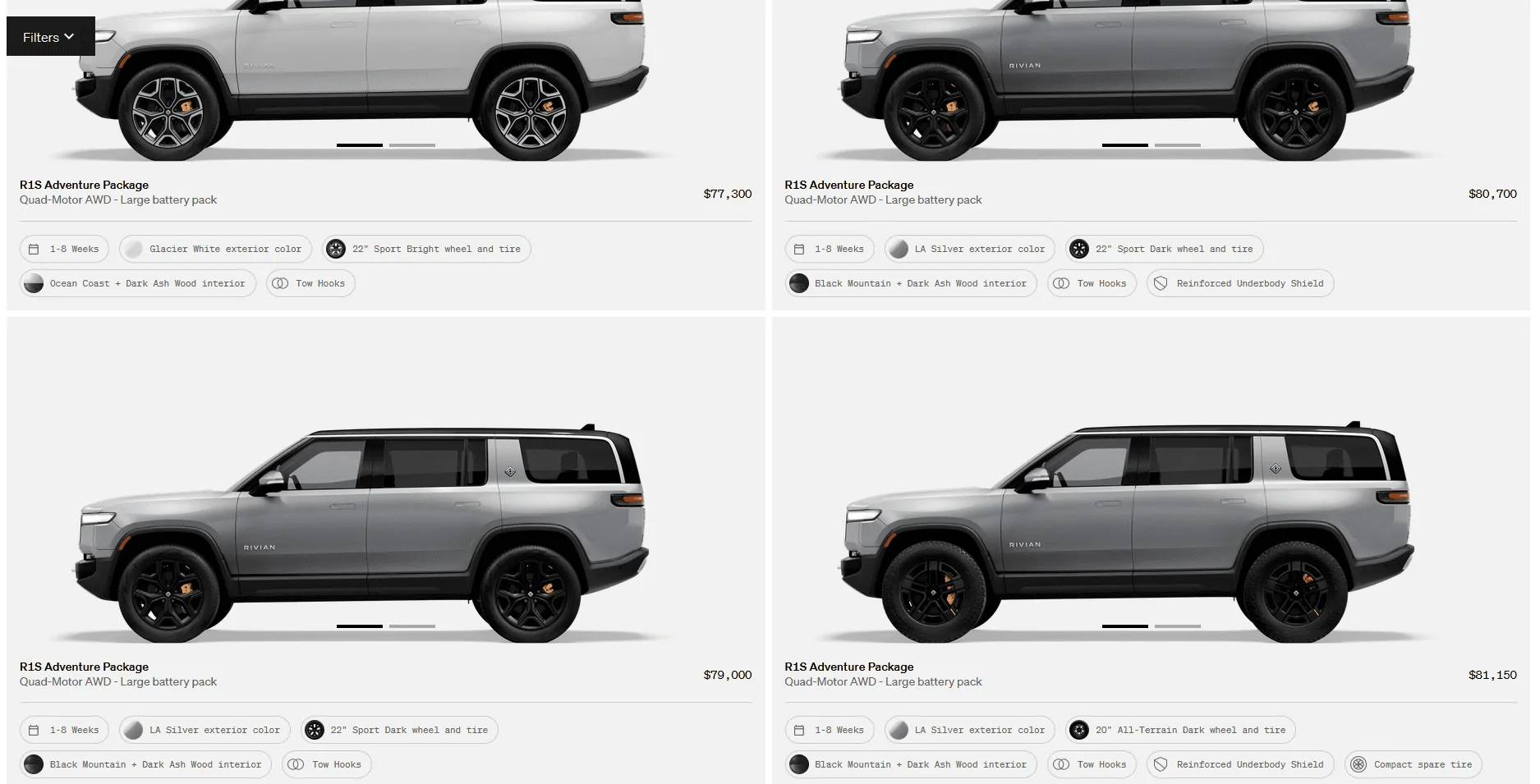 Rivian R1T R1S R1S Shop access live with lots of inventory! 1685130698956