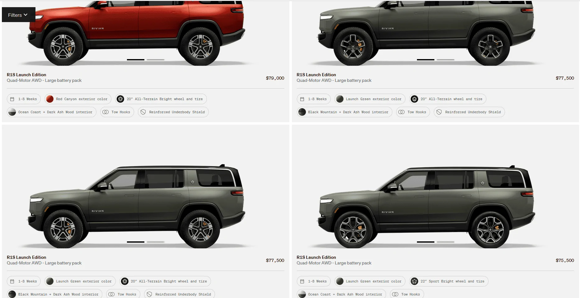 Rivian R1T R1S R1S Shop access live with lots of inventory! 1685130776235