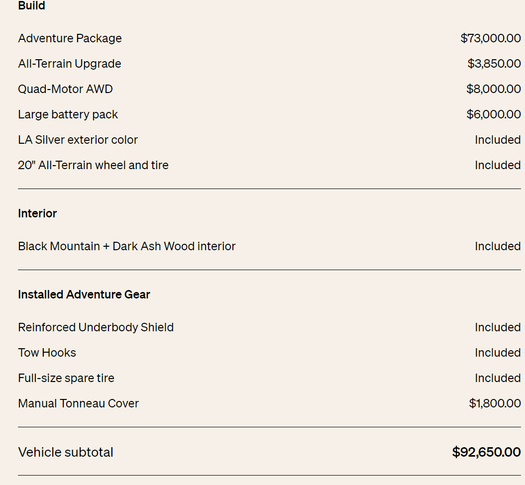 Rivian R1T R1S Order says Full Size Spare Tire - Do we get it still? 1685230043893