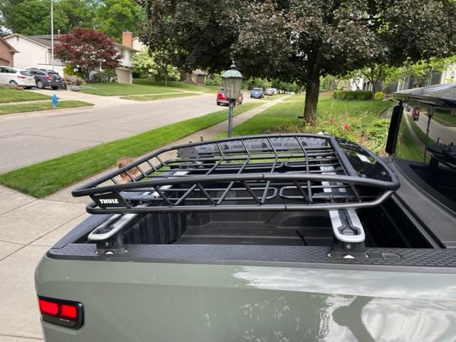 Rivian R1T R1S Thule Canyon XT basket works great mounted on crossbars IMG_9765