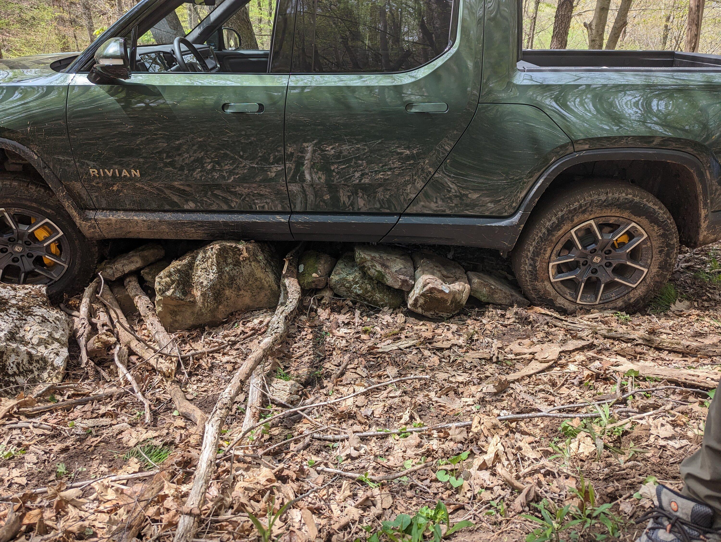 Rivian R1T R1S Unplanned Rock Crawling in West Virginia PXL_20230511_153437830