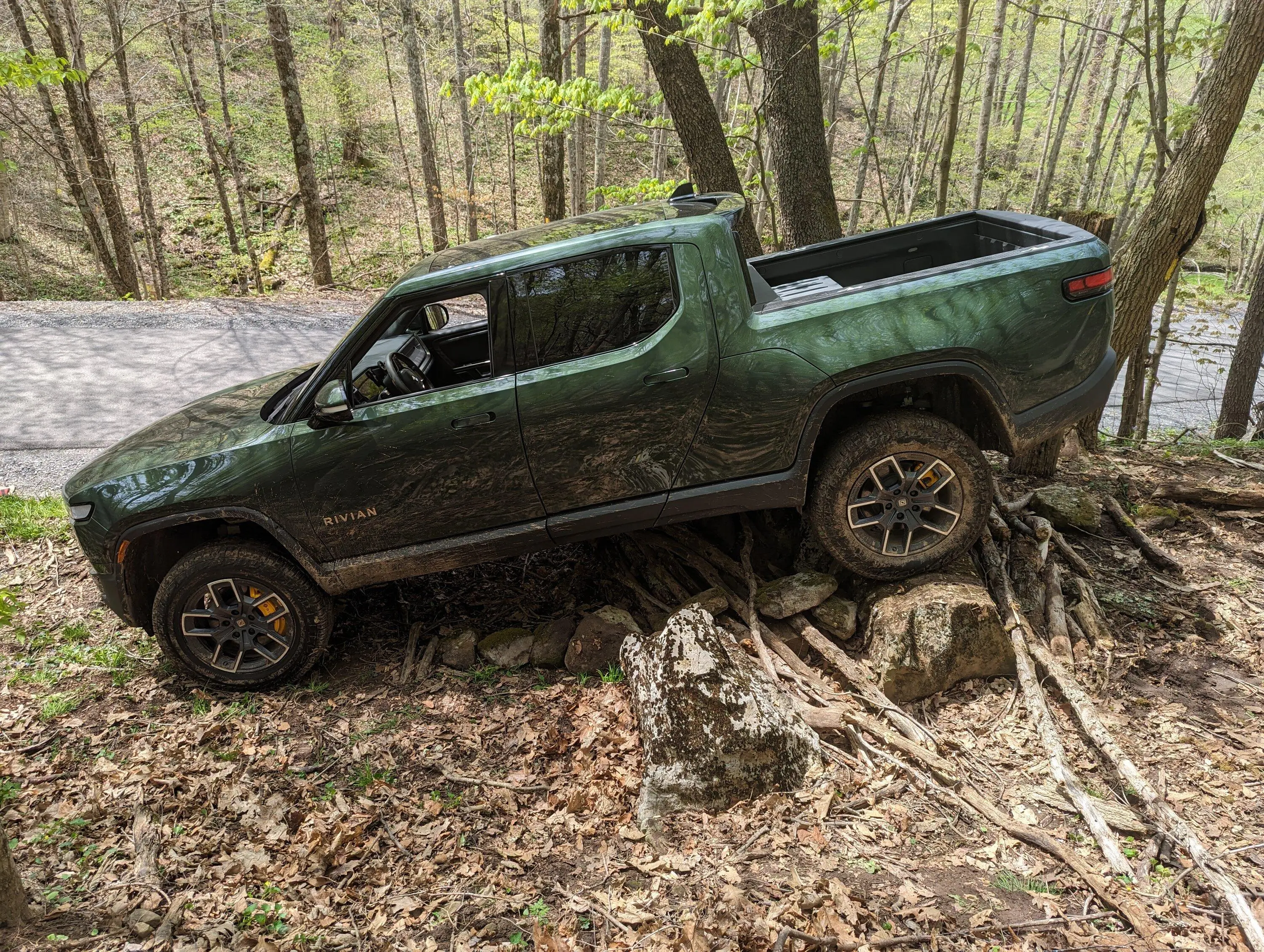 Rivian R1T R1S Unplanned Rock Crawling in West Virginia PXL_20230511_155909475
