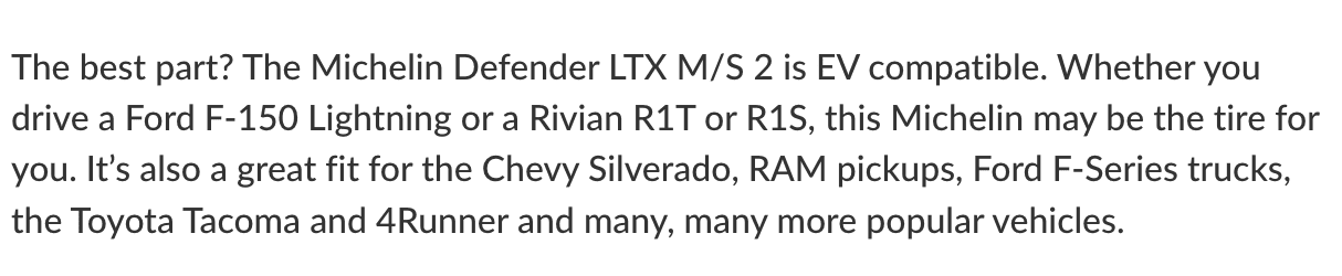 Rivian R1T R1S New 21" tire option - Michelin Defender LTX M/S 2 275/55-21 @ $380 1685483457000