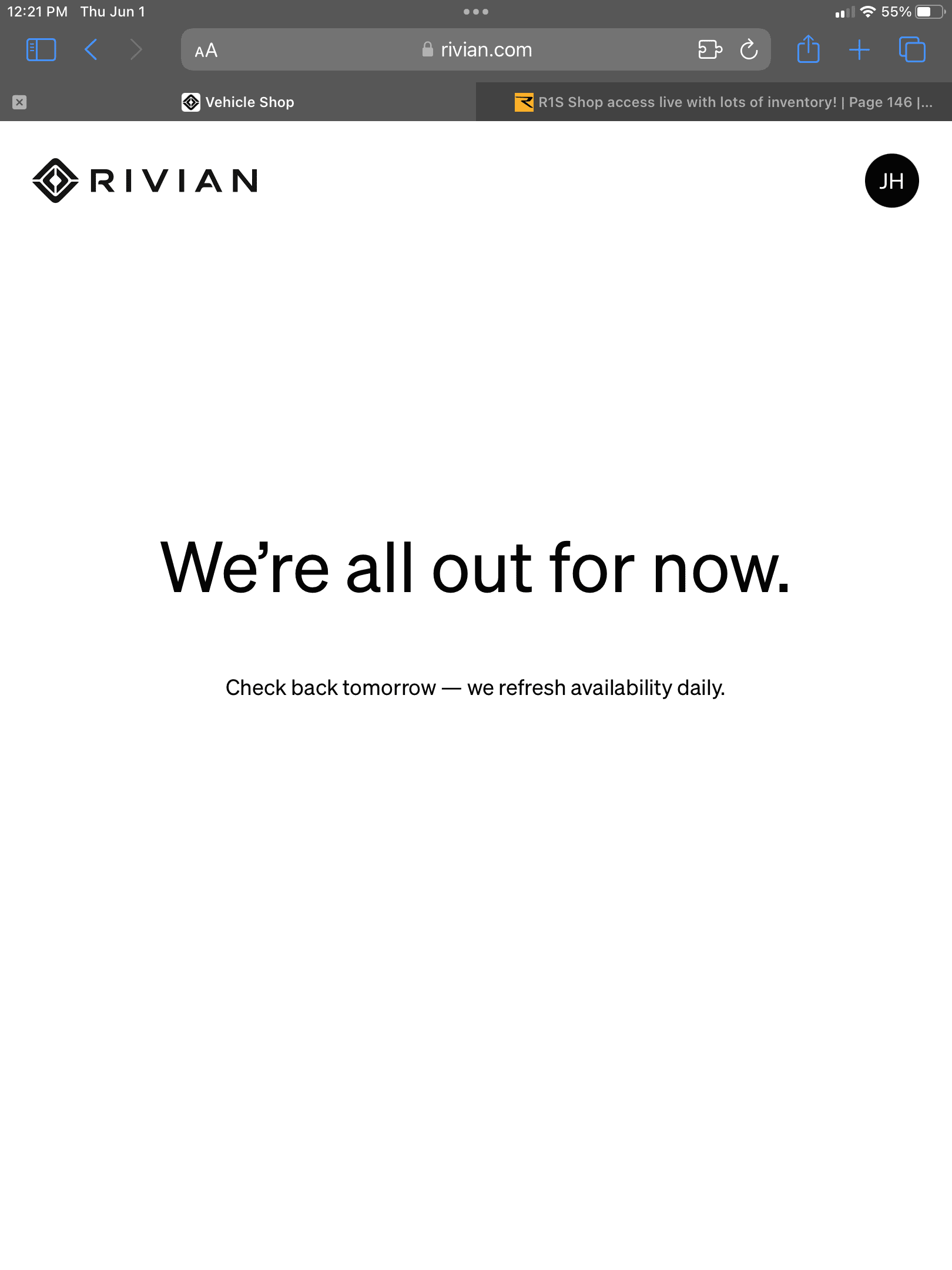 Rivian R1T R1S R1S Shop access live with lots of inventory! IMG_1021