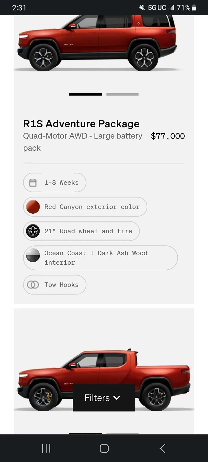 Rivian R1T R1S R1S Shop access live with lots of inventory! Screenshot_20230602_143137_Chrom