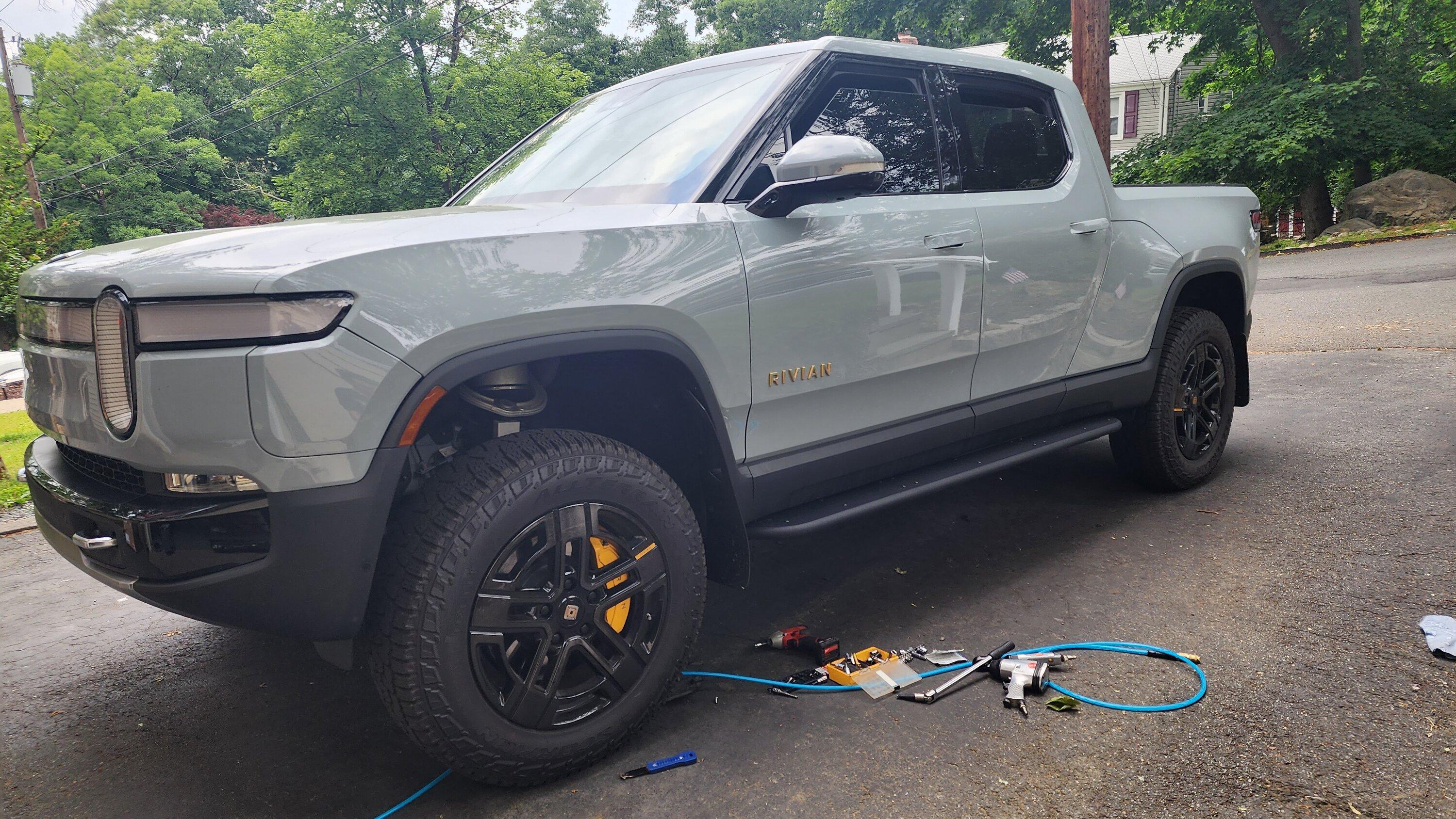 Rivian R1T R1S DCE sliders installed 20230603_183535