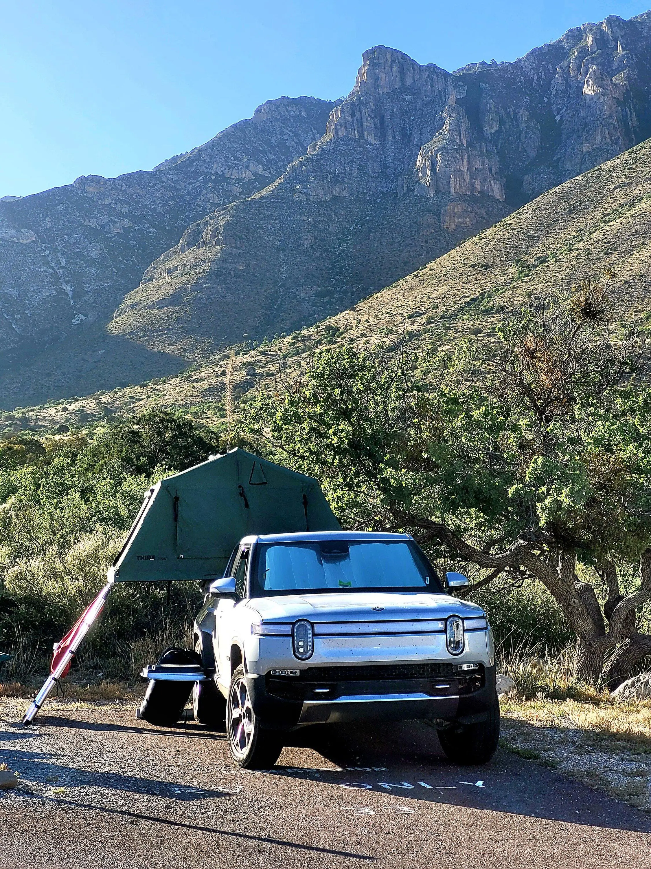 Rivian R1T R1S 700 mile road trip with R1S Rooftop Tent -- efficiency / range numbers 20230511_180606
