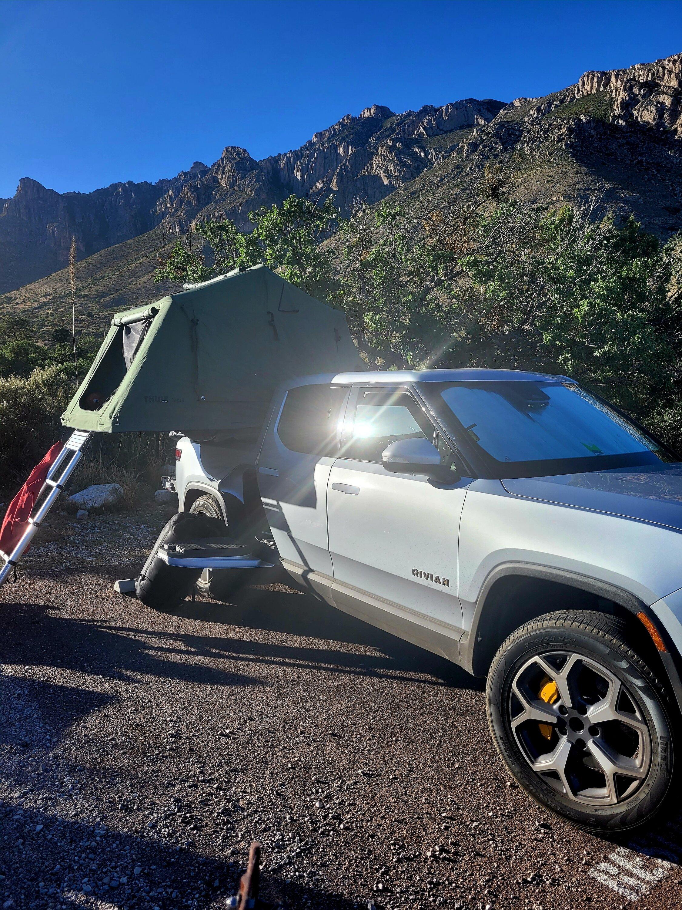 Rivian R1T R1S 700 mile road trip with R1S Rooftop Tent -- efficiency / range numbers 20230511_182215