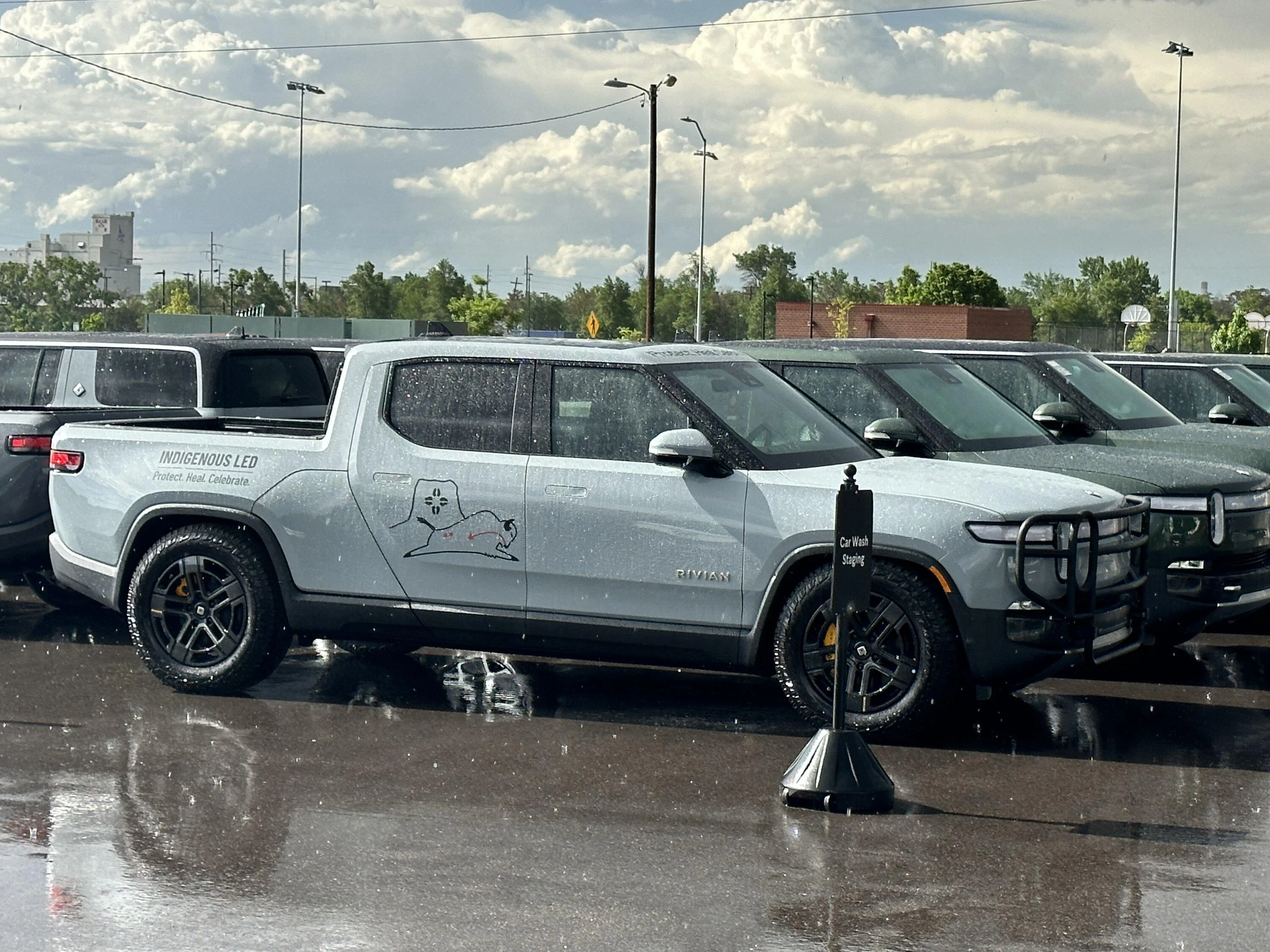 Rivian R1T R1S Bull bars installed on 2 Rivians at Denver Service Center IMG_3457