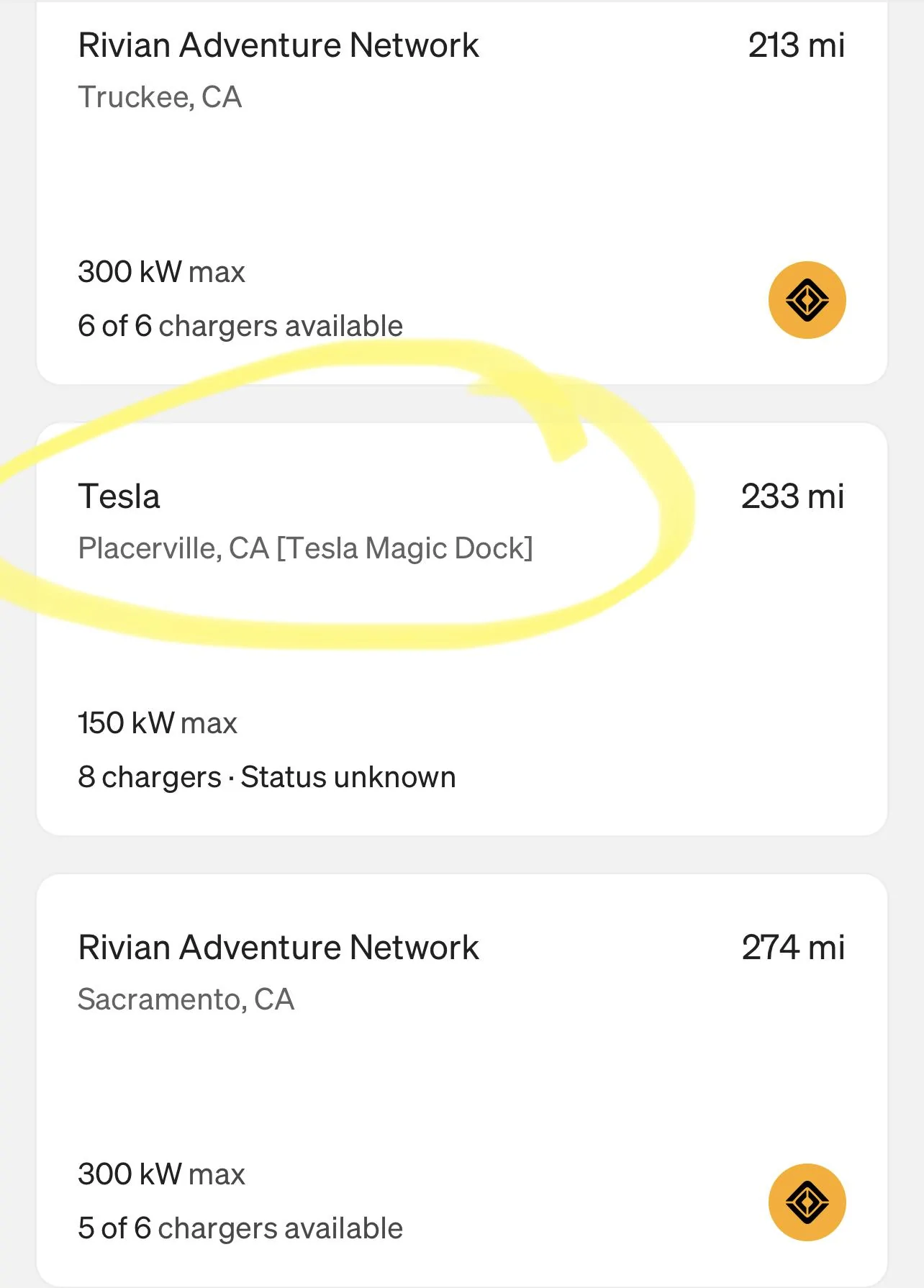 Rivian R1T R1S Tesla charger locations with magic dock IMG_3555