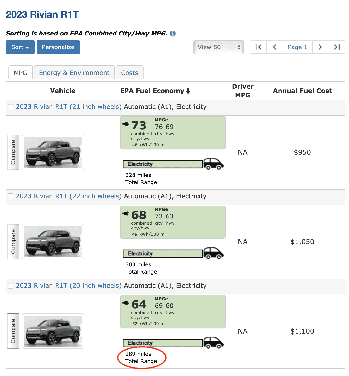 Rivian R1T R1S Range Variation between Studio and Configurator Screenshot 2023-06-09 at 12.01.52 AM